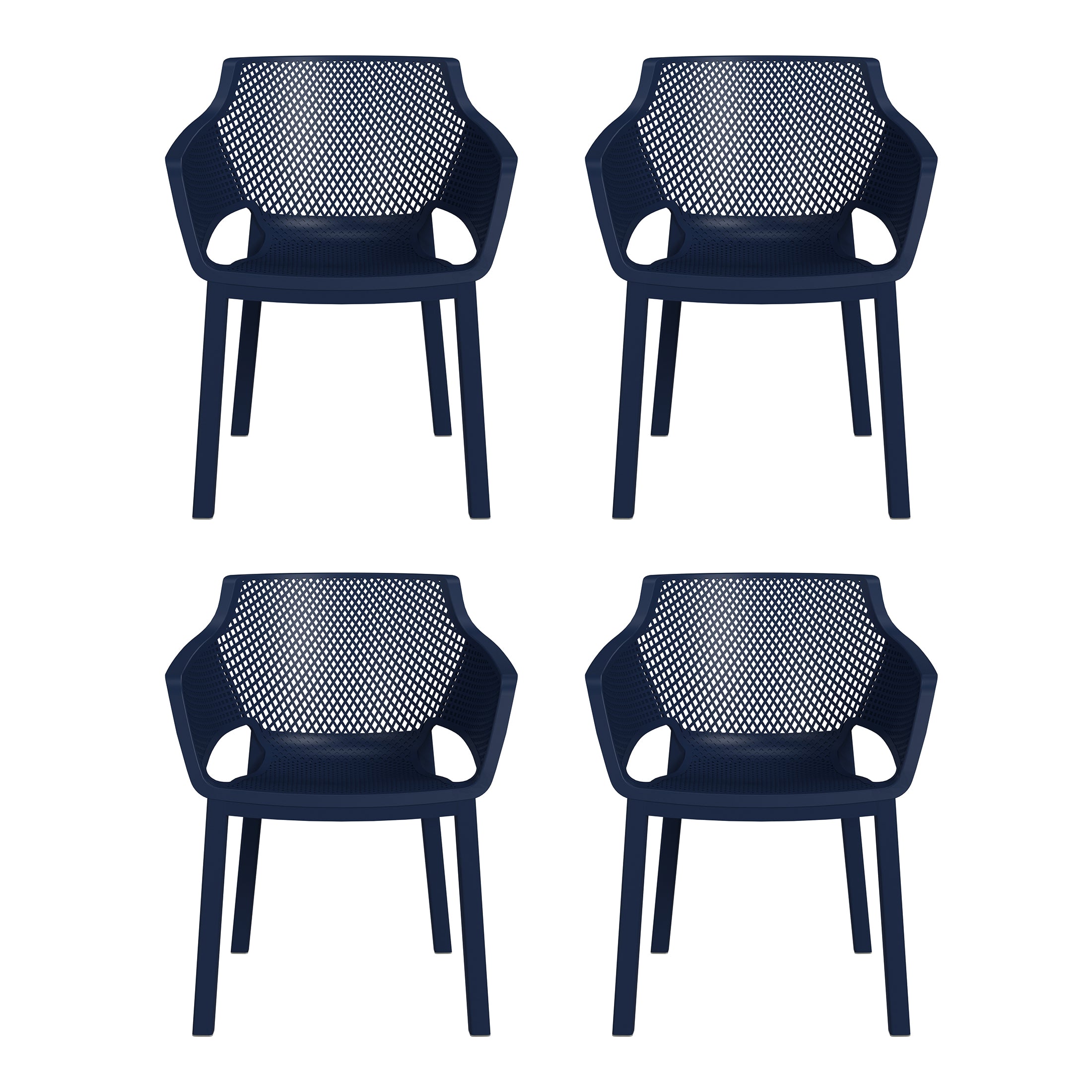 Sunshine Outdoor Modern Stackable Plastic Resin Patio Dining Armchair (Set of 4)