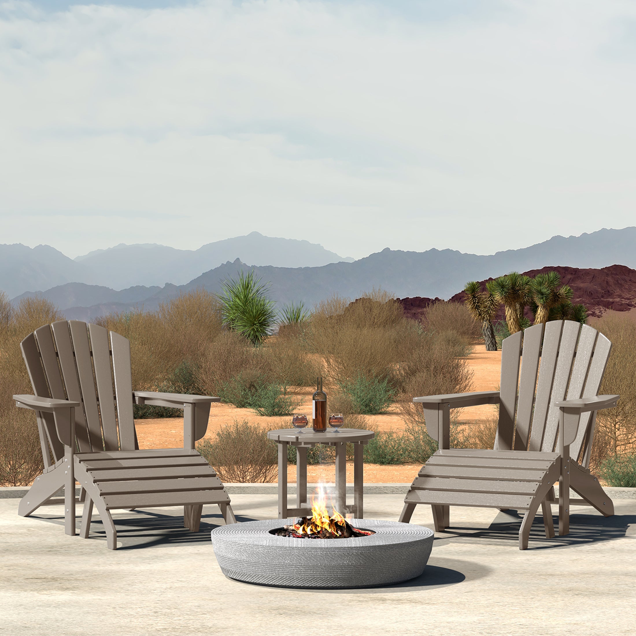 Portside Outdoor Adirondack Chair With Ottoman And Side Table 5-Piece Set