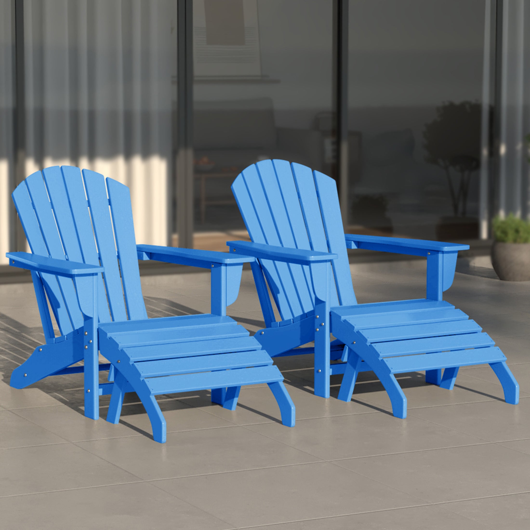 Portside Outdoor Adirondack Chair With Ottoman 4-Piece Set