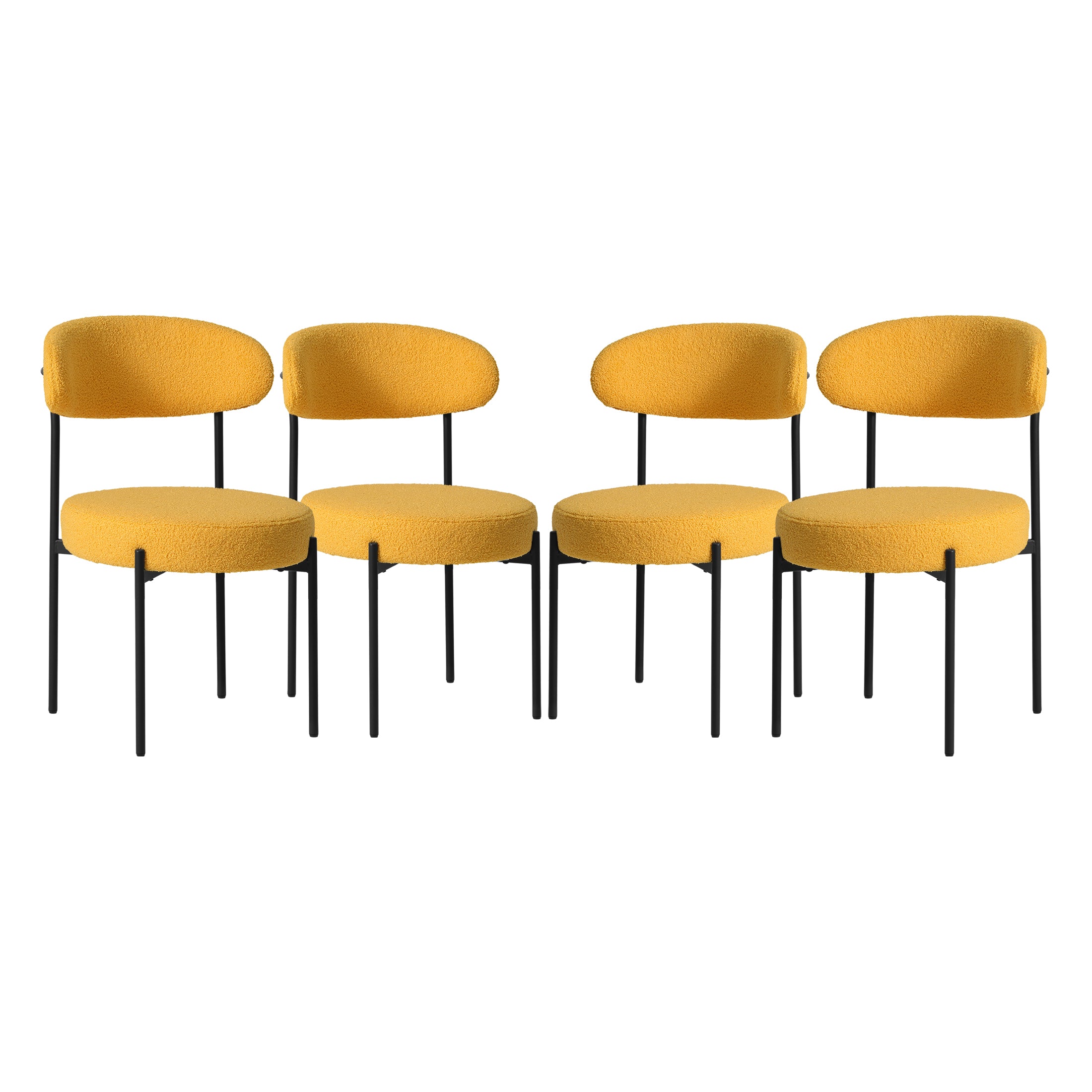 Celine Mid-Century Modern Upholstered Sherpa Round Dining Chairs (Set of 4)