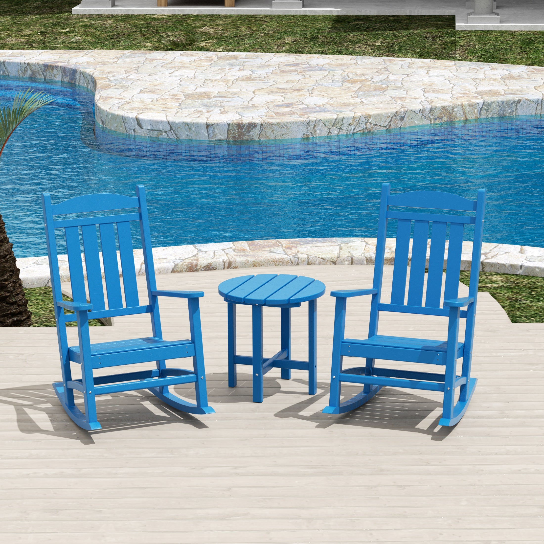 Paradise 3-Piece set Outdoor / Patio rocking chairs with a side table ( 2 seater )