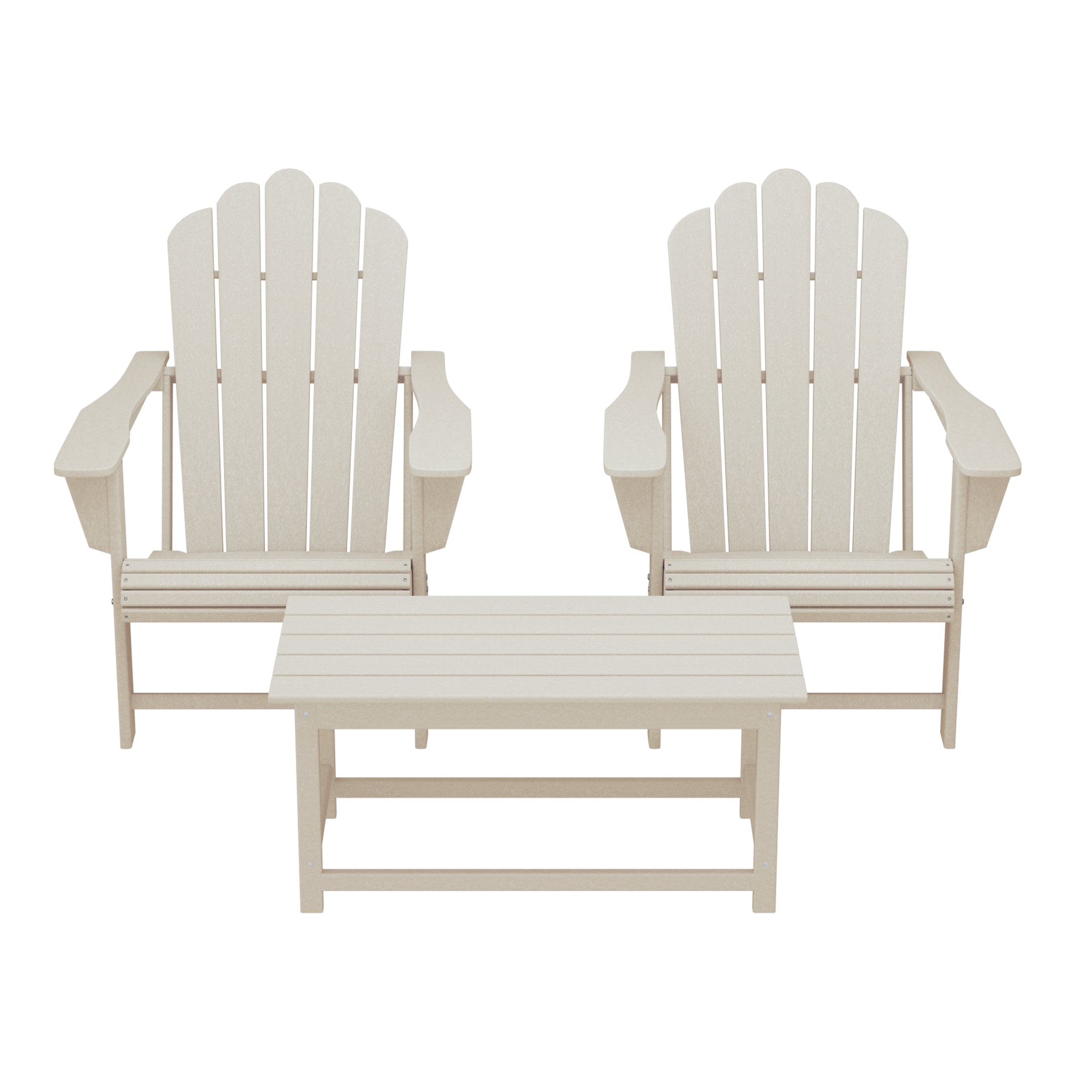 Lakeview 3-Piece Adirondack Chairs with Cup Holders and Coffee Table Set