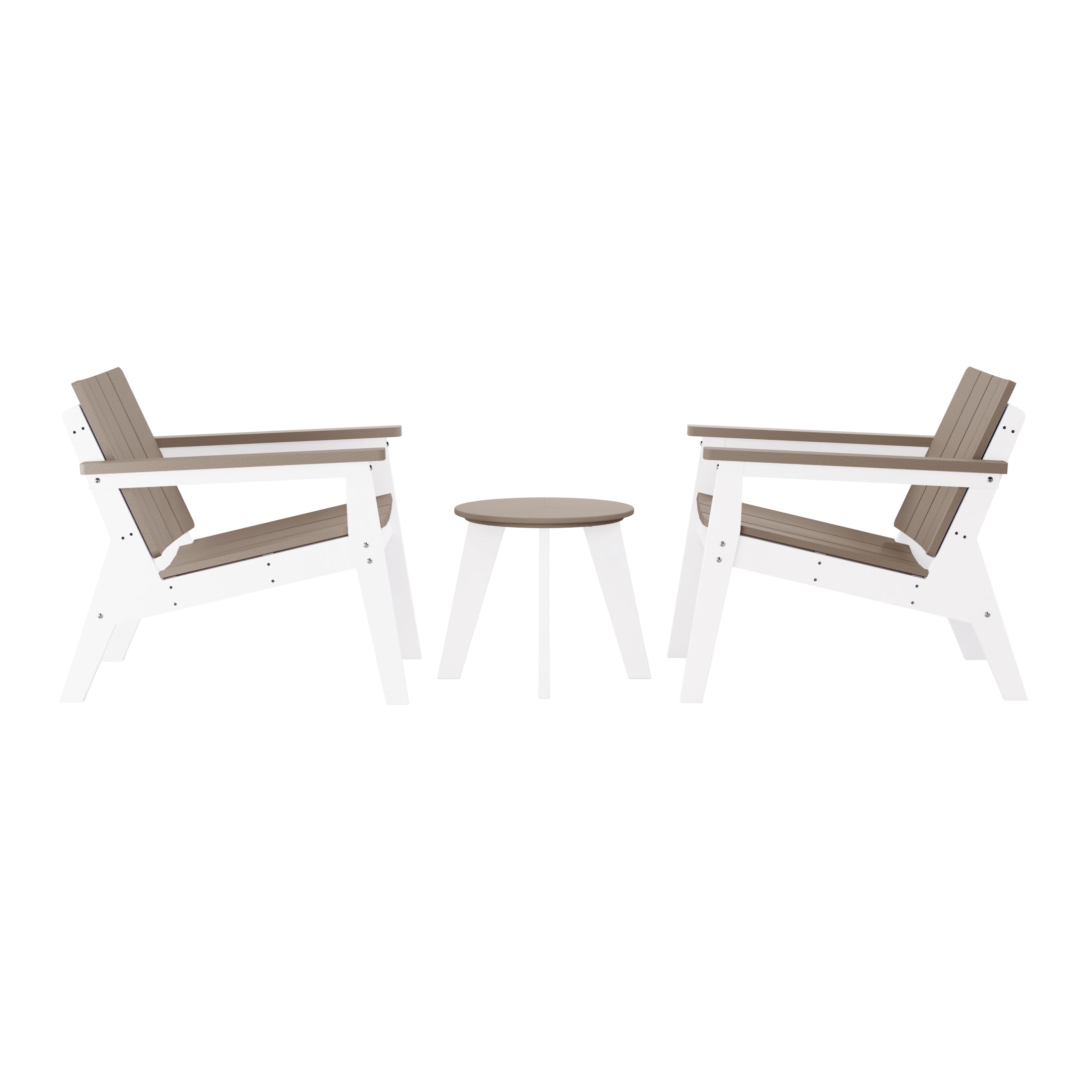 Seaside 3-Piece Outdoor HDPE Conversation Set with Deep Seating Chairs and Round Side Table
