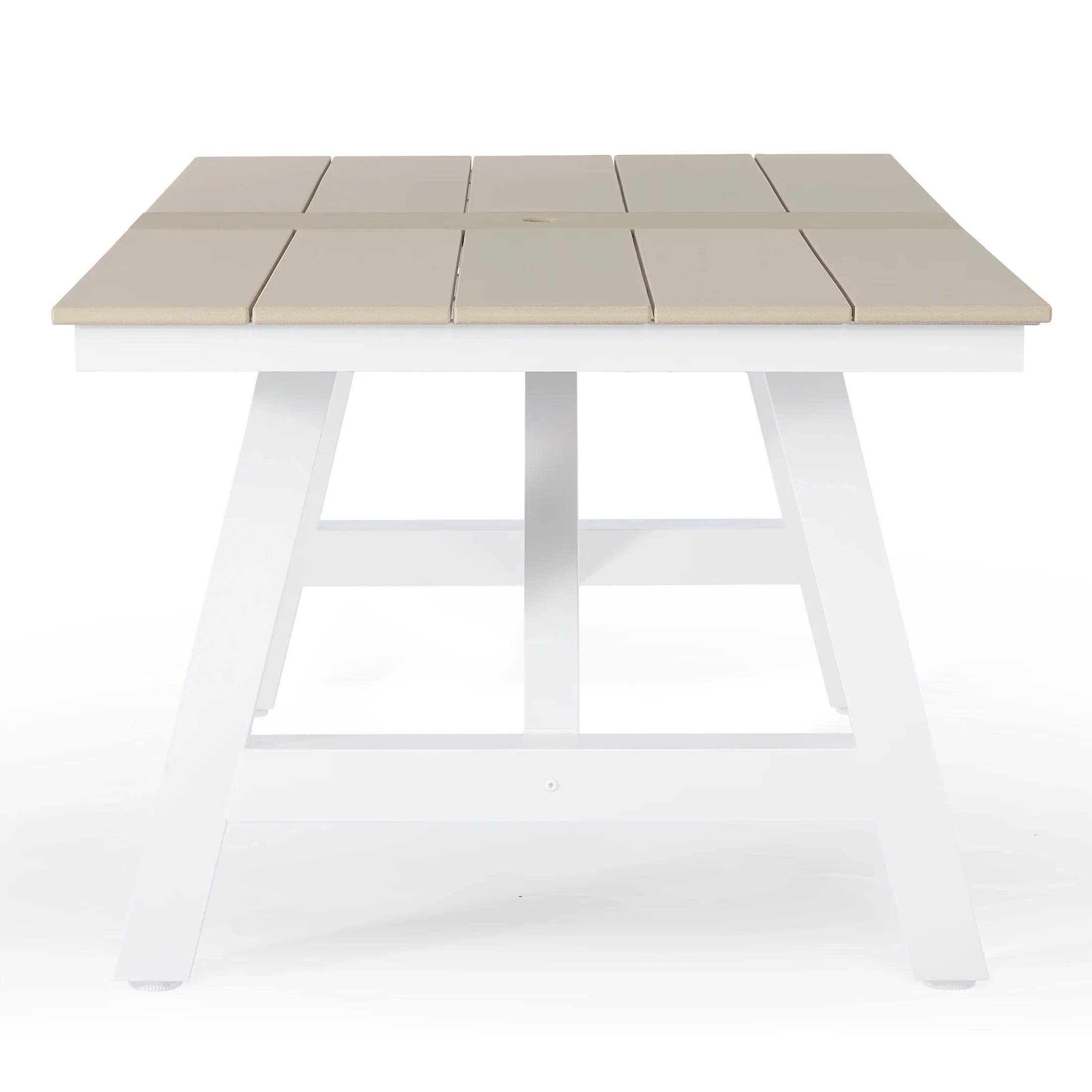 Stinson 72" HDPE Rectangle Outdoor Patio Dining Table With Umbrella Hole and Metal Frame