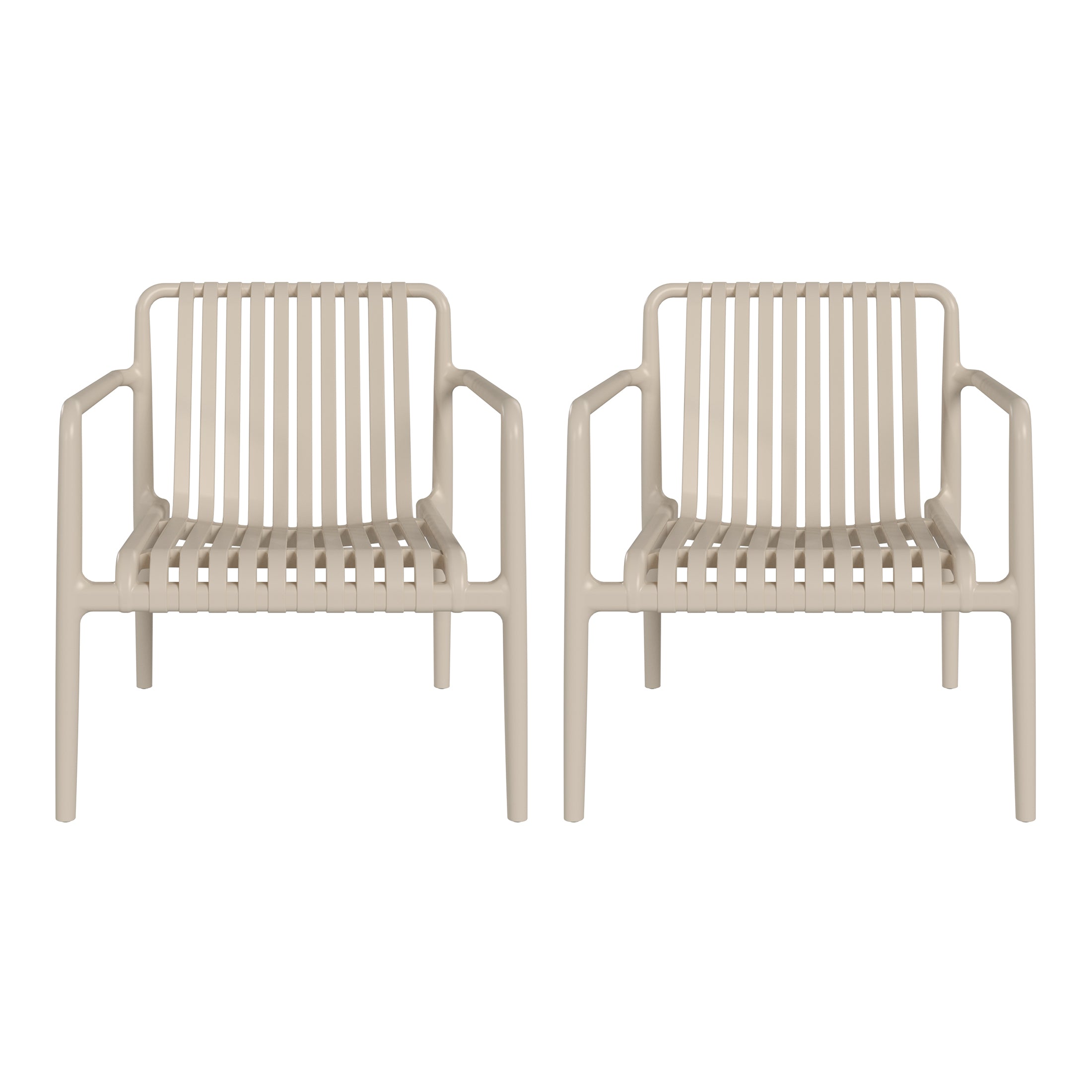 Sunshine Outdoor Modern Stackable Plastic Patio Club Armchairs (Set of 2)