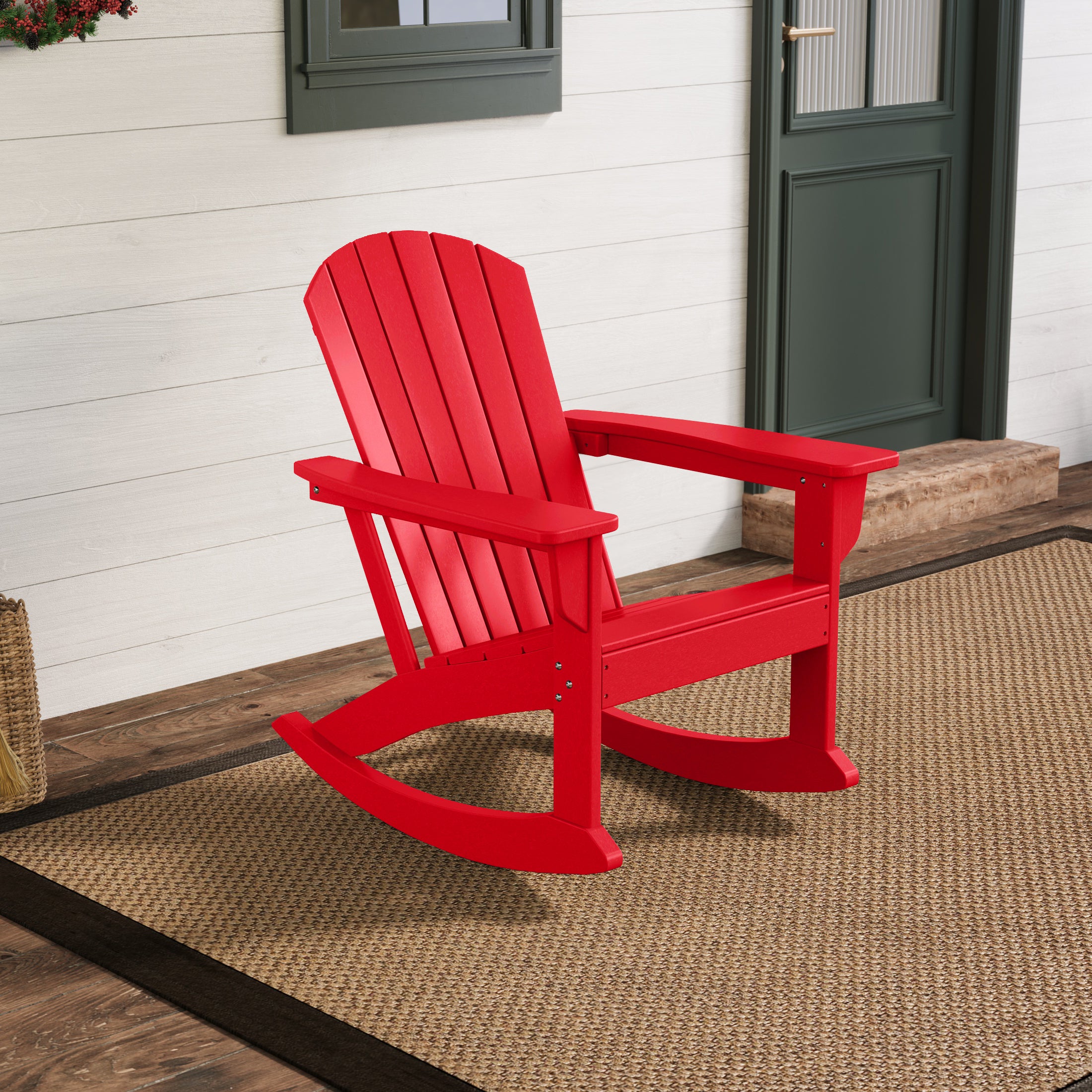 Portside Outdoor Patio Poly Plastic Adirondack Rocking Chair