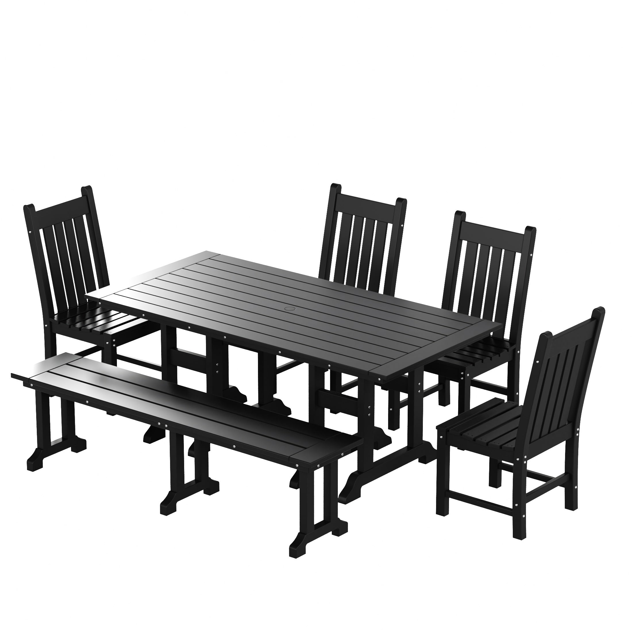 Paradise 6-Piece Outdoor Patio Dining Set Outdoor Table and Bench Chair Set