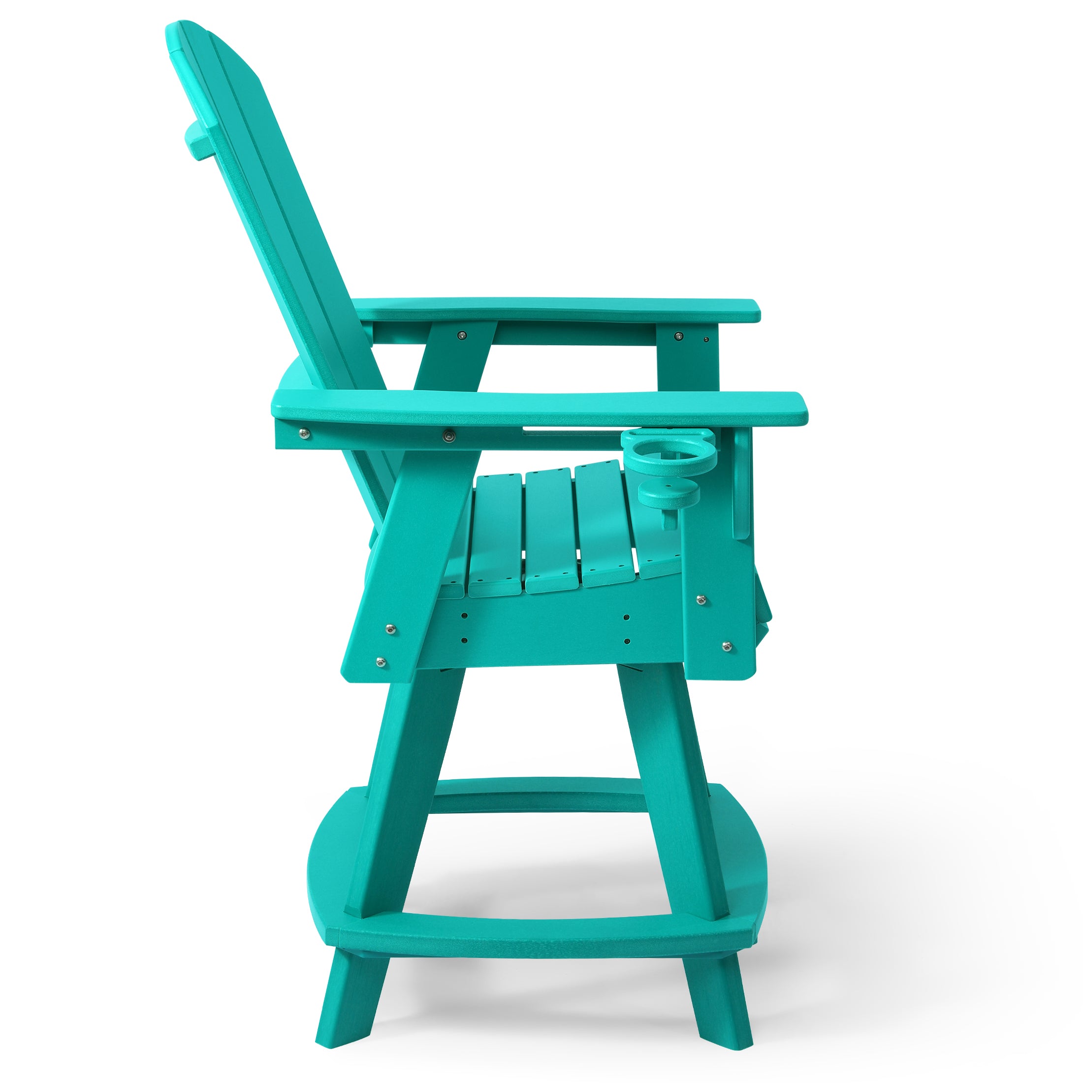 Paradise Outdoor HDPE Adirondack Swivel Counter Height Bar Chair With Cup Holder