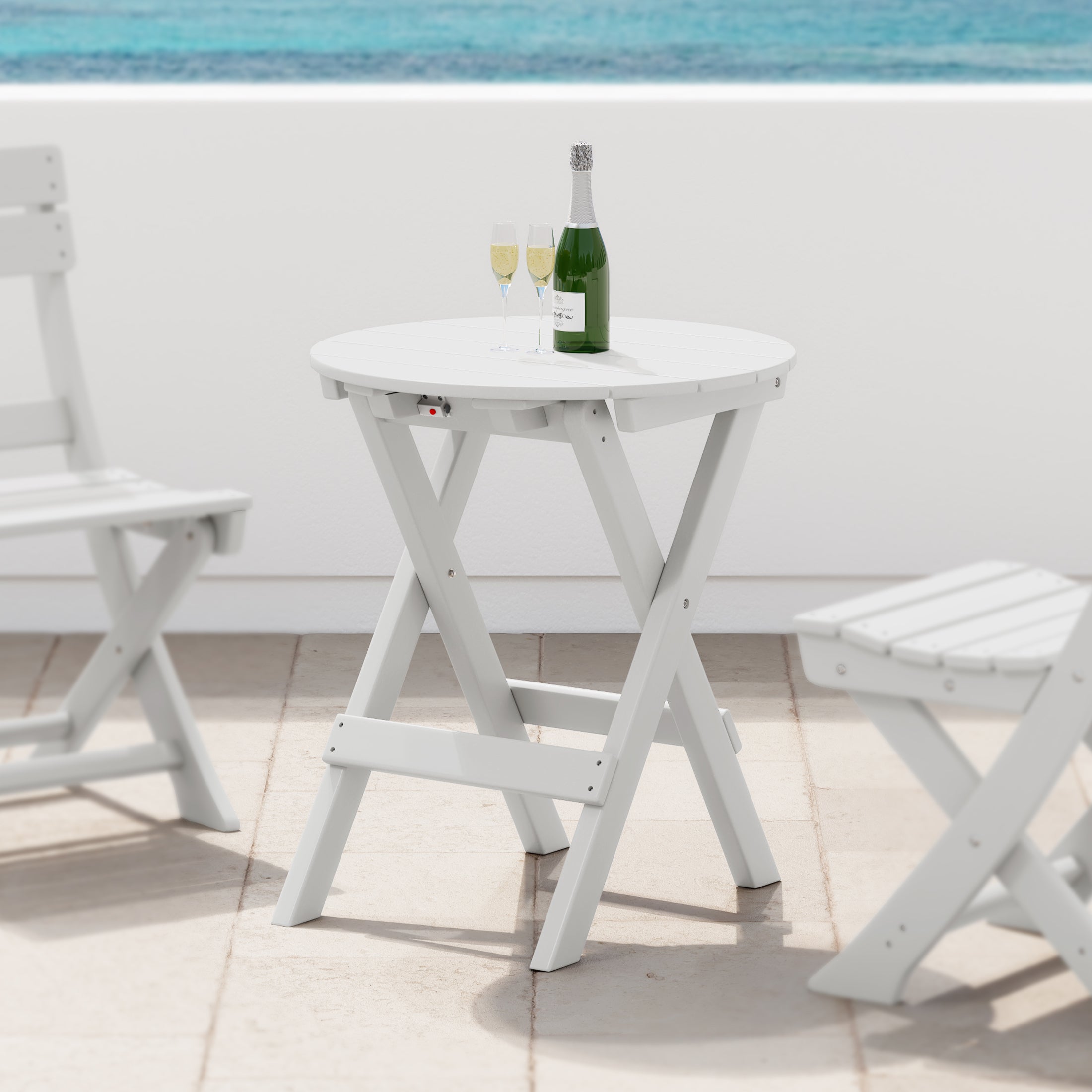 Paradise HDPE Outdoor 24.5 Inch Round Portable Folding Patio Dining Table