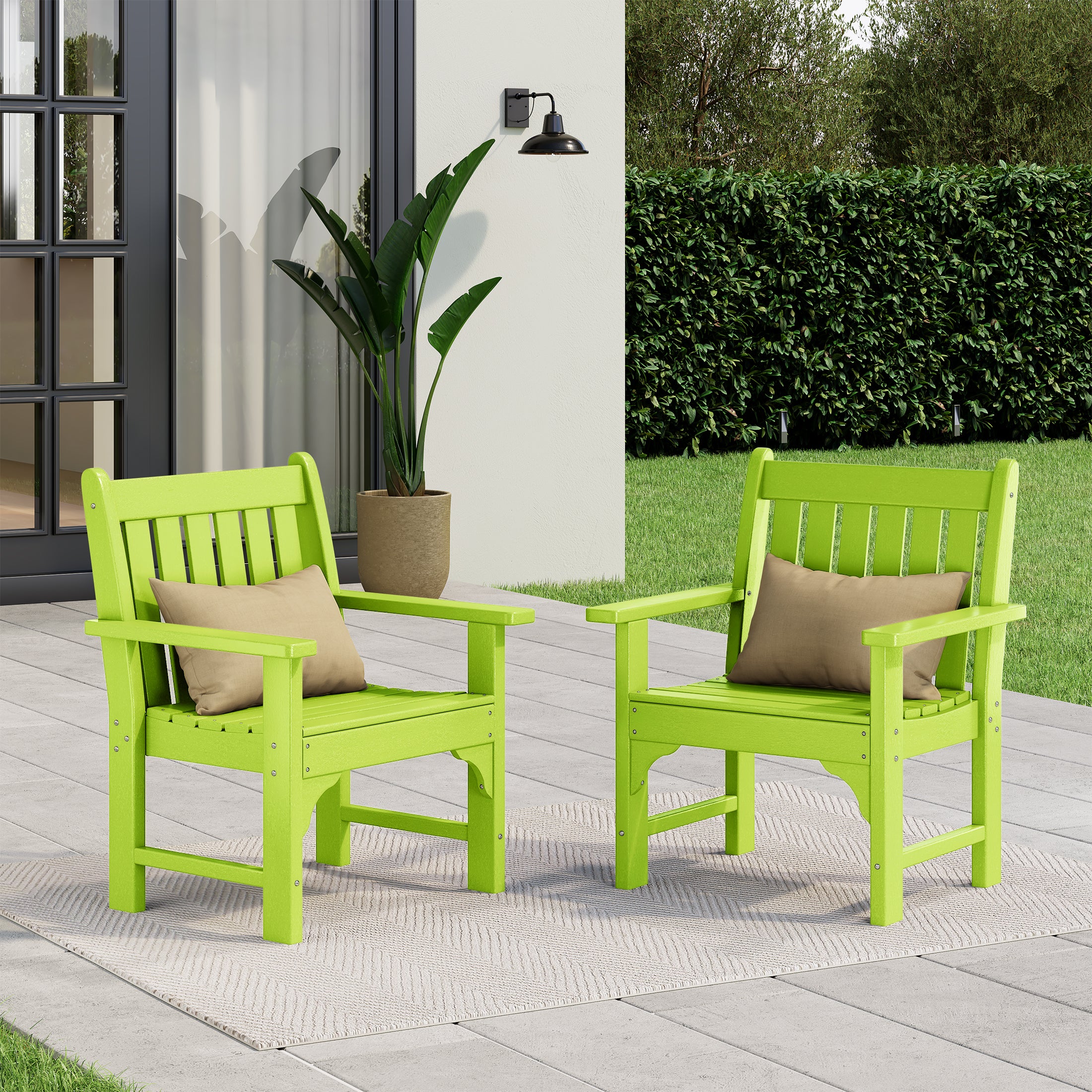 Paradise Outdoor Patio HDPE Adirondack Dining Arm Chairs (Set of 2)
