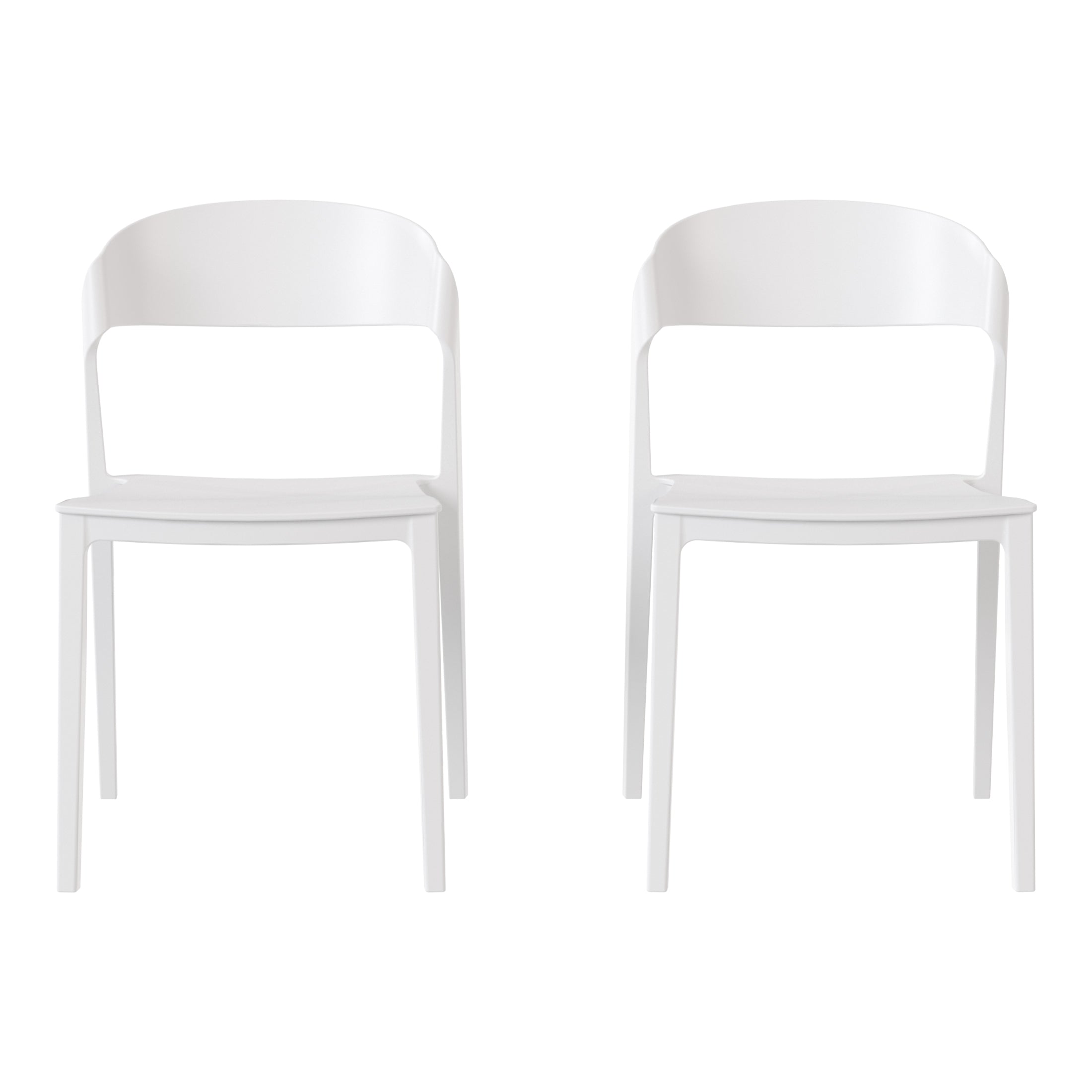 Sunshine Outdoor Modern Stackable Plastic Patio Bistro Dining Side Chairs (Set of 2)