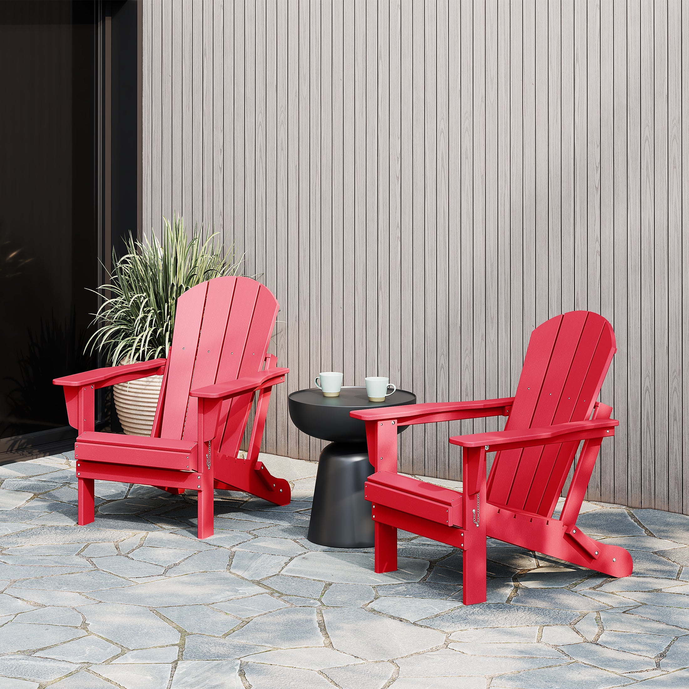 Paradise Westintrends 2 piece set outdoor folding Poly Adirondack chair
