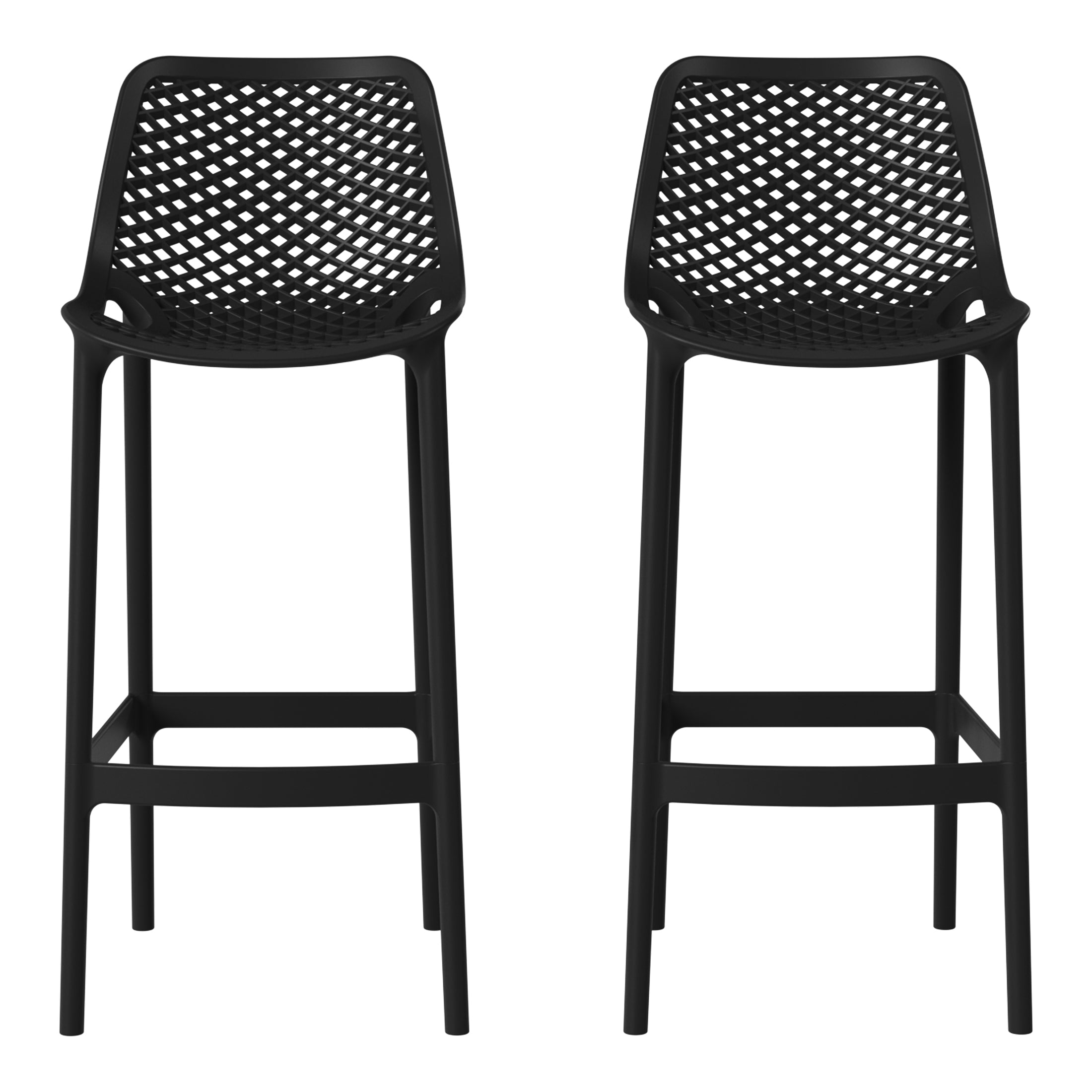 Sunshine 41.75" Outdoor Modern Polypropylene Plastic Patio Bar Height Stools (Set of 2)