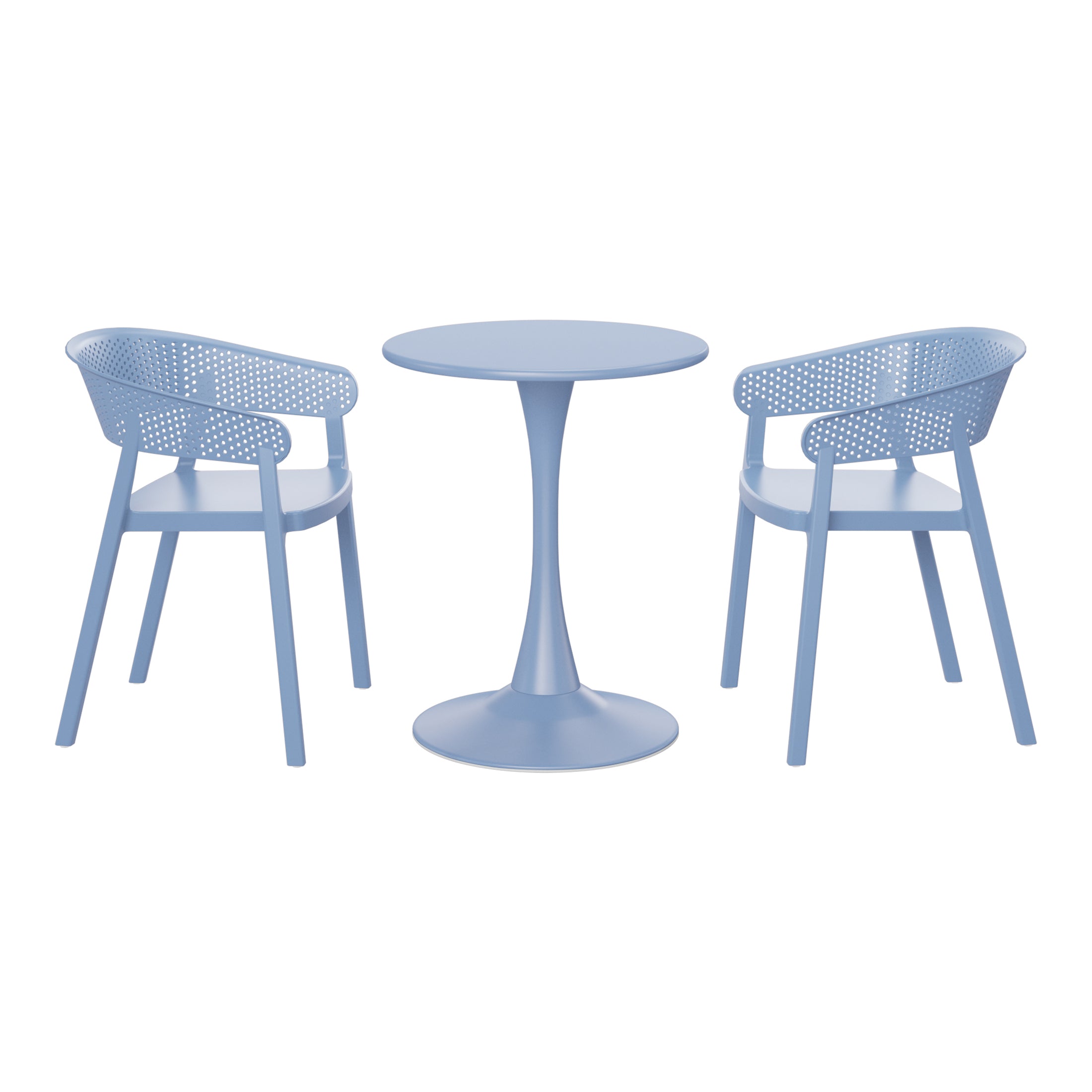 Sunshine 3-Piece Indoor Outdoor Metal Patio Dining Table Set With Stackable Patio Chairs