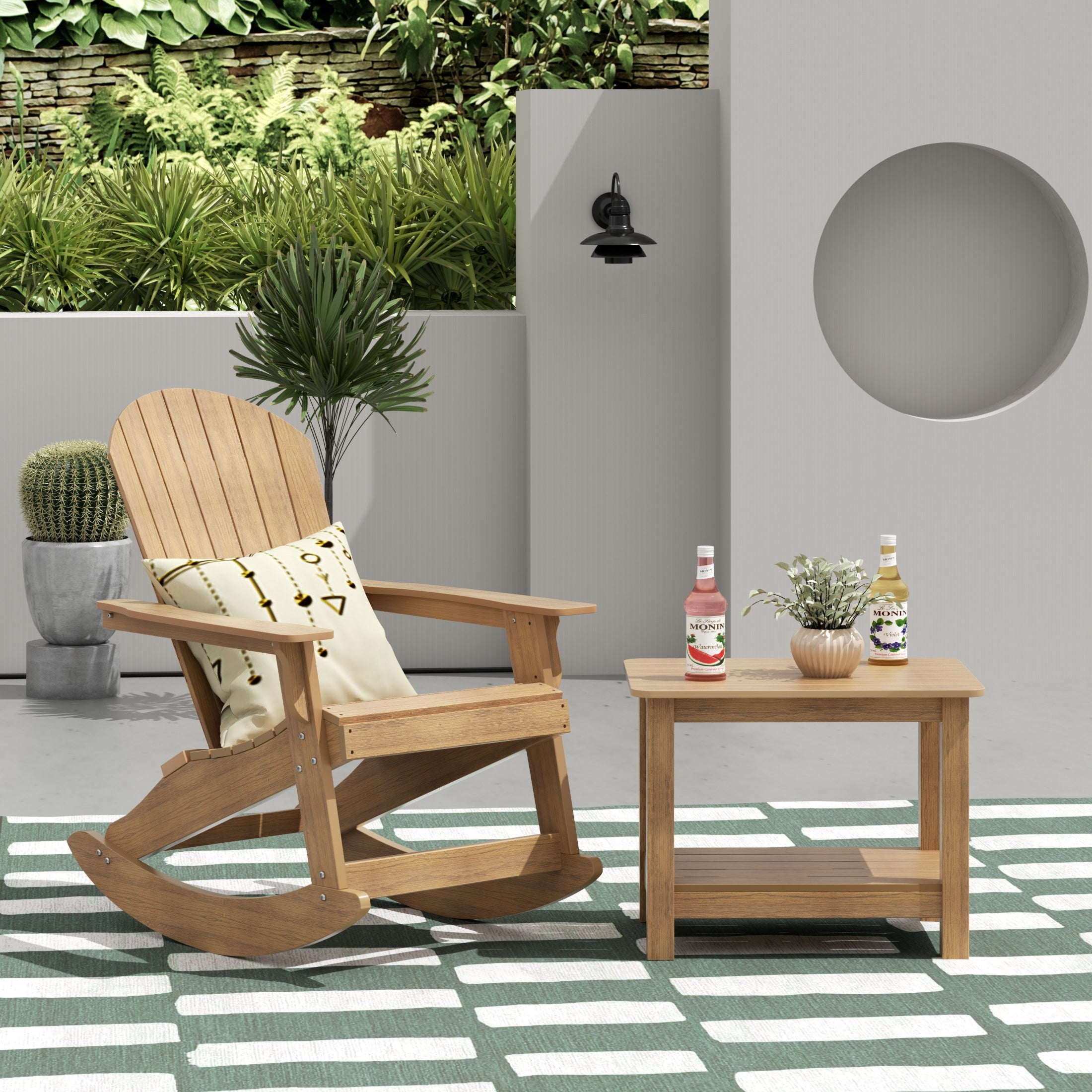 Florence 2-Piece HIPS Outdoor Rocking Adirondack Chair With Side Table