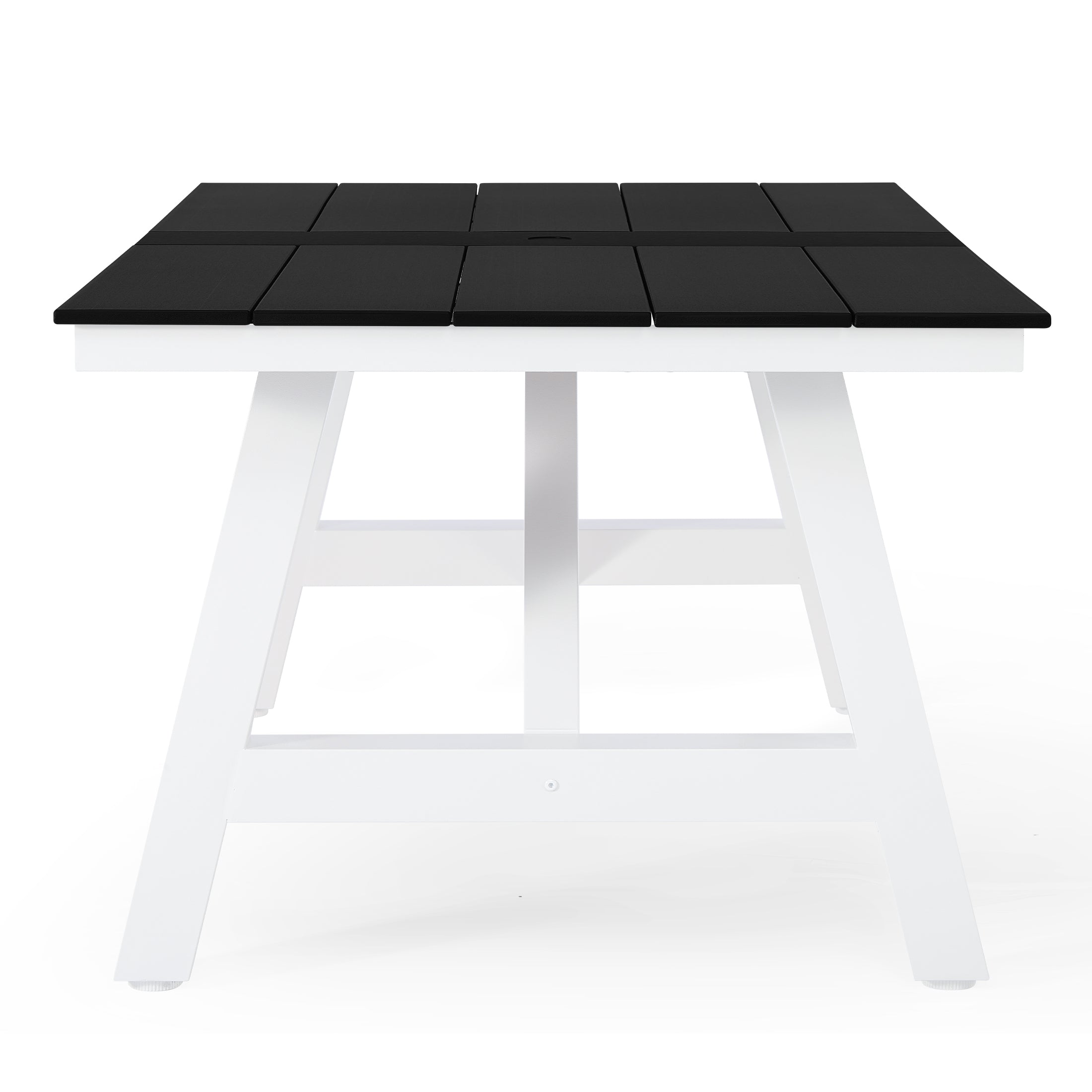 Stinson 90" HDPE Rectangle Outdoor Patio Dining Table With Umbrella Hole and Metal Frame