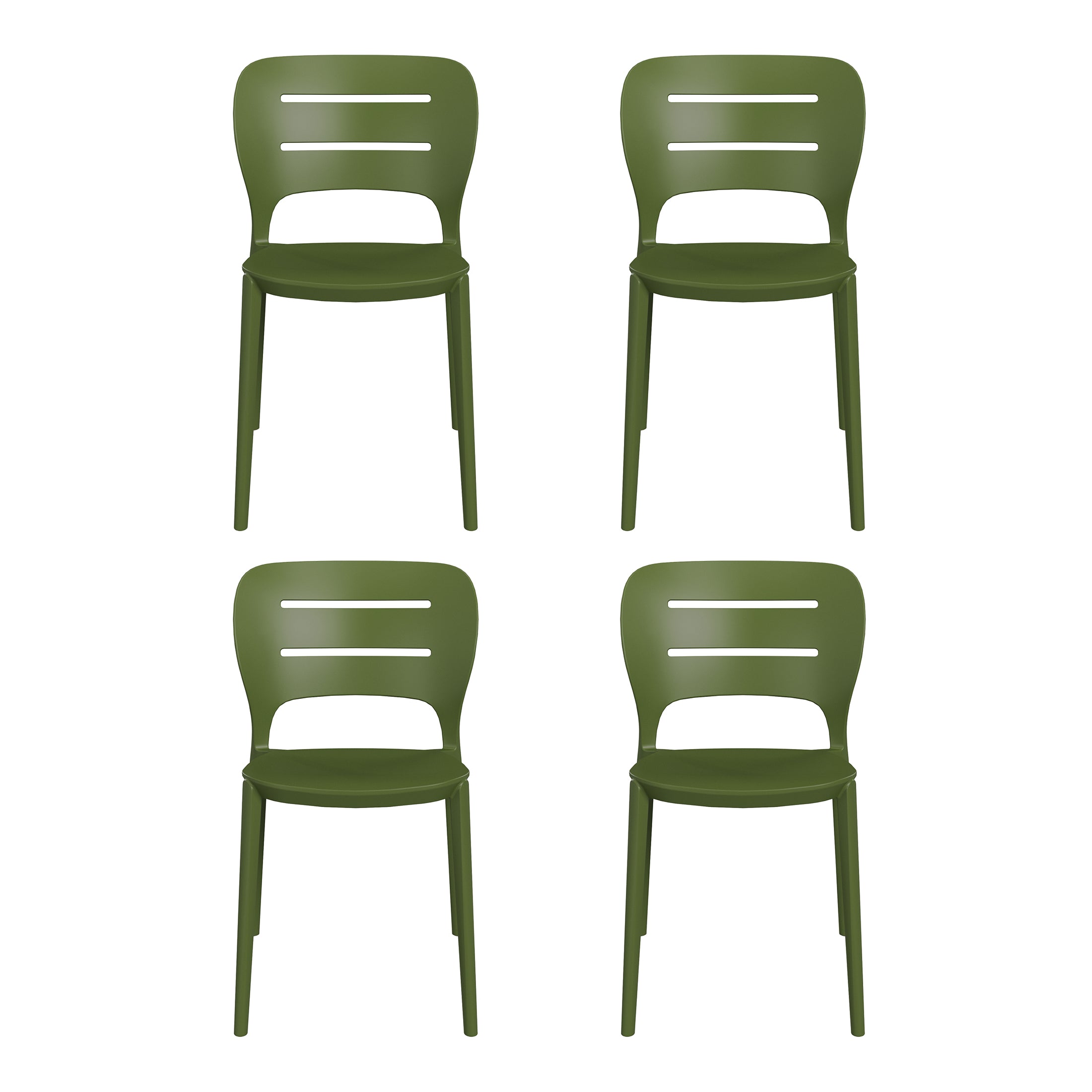 Sunshine Outdoor Modern Stackable Plastic Patio Dining Side Chairs (Set of 4)