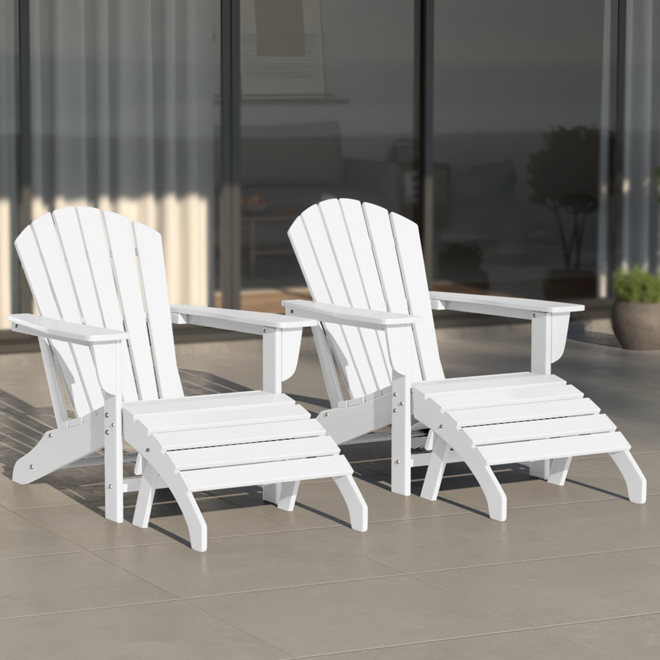Portside Outdoor Adirondack Chair With Ottoman 4-Piece Set