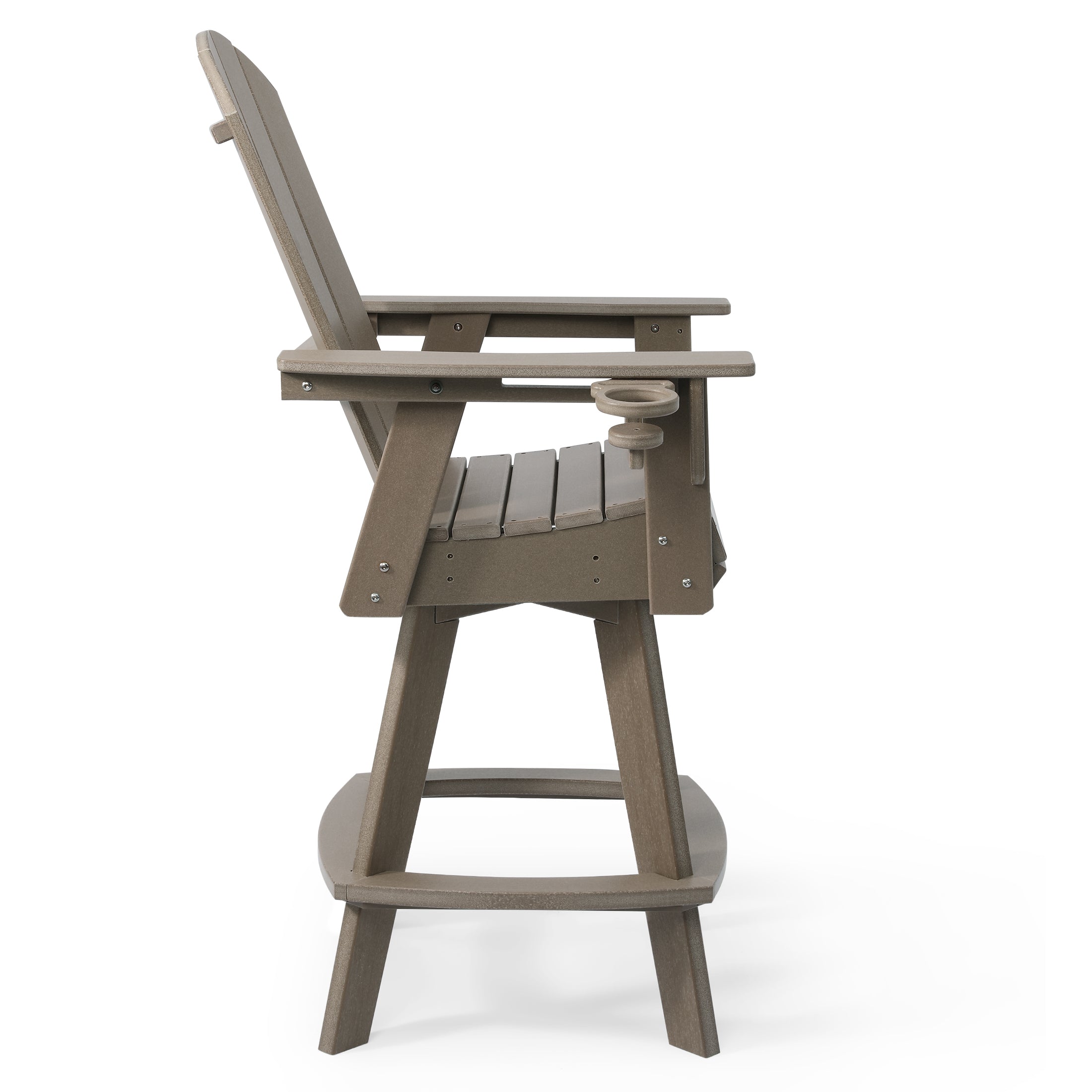 Paradise Outdoor HDPE Swivel Adirondack Bar Height Chair With Cup Holder