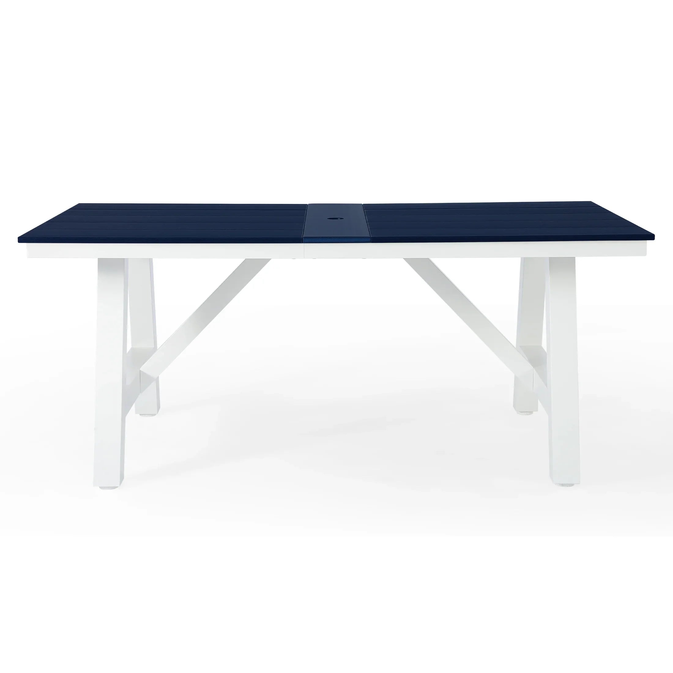 Stinson 72" HDPE Rectangle Outdoor Patio Dining Table With Umbrella Hole and Metal Frame
