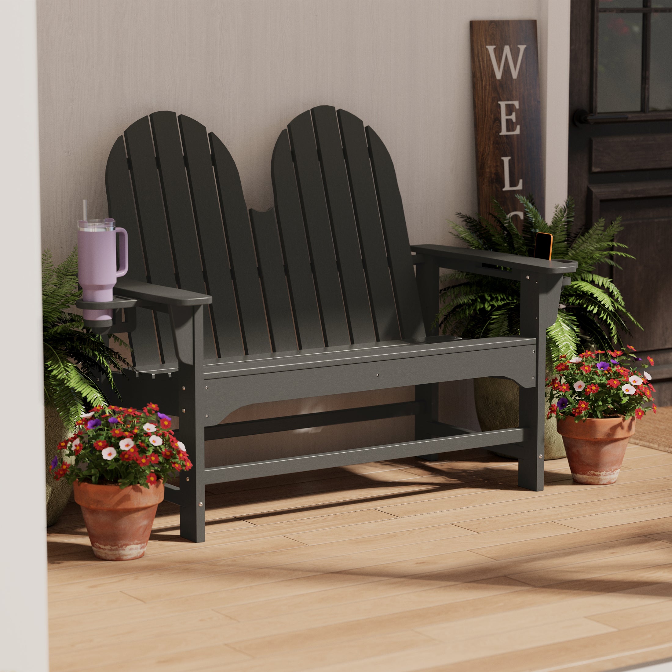 Savannah Outdoor Patio 49" HDPE Adirondack Garden Bench