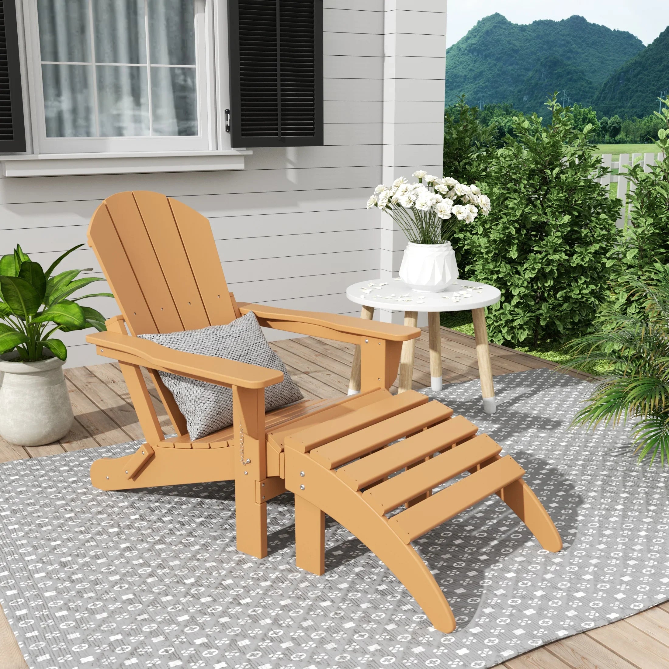 PARADISE 2-Piece Outdoor Patio Adirondack Chair with Footrest