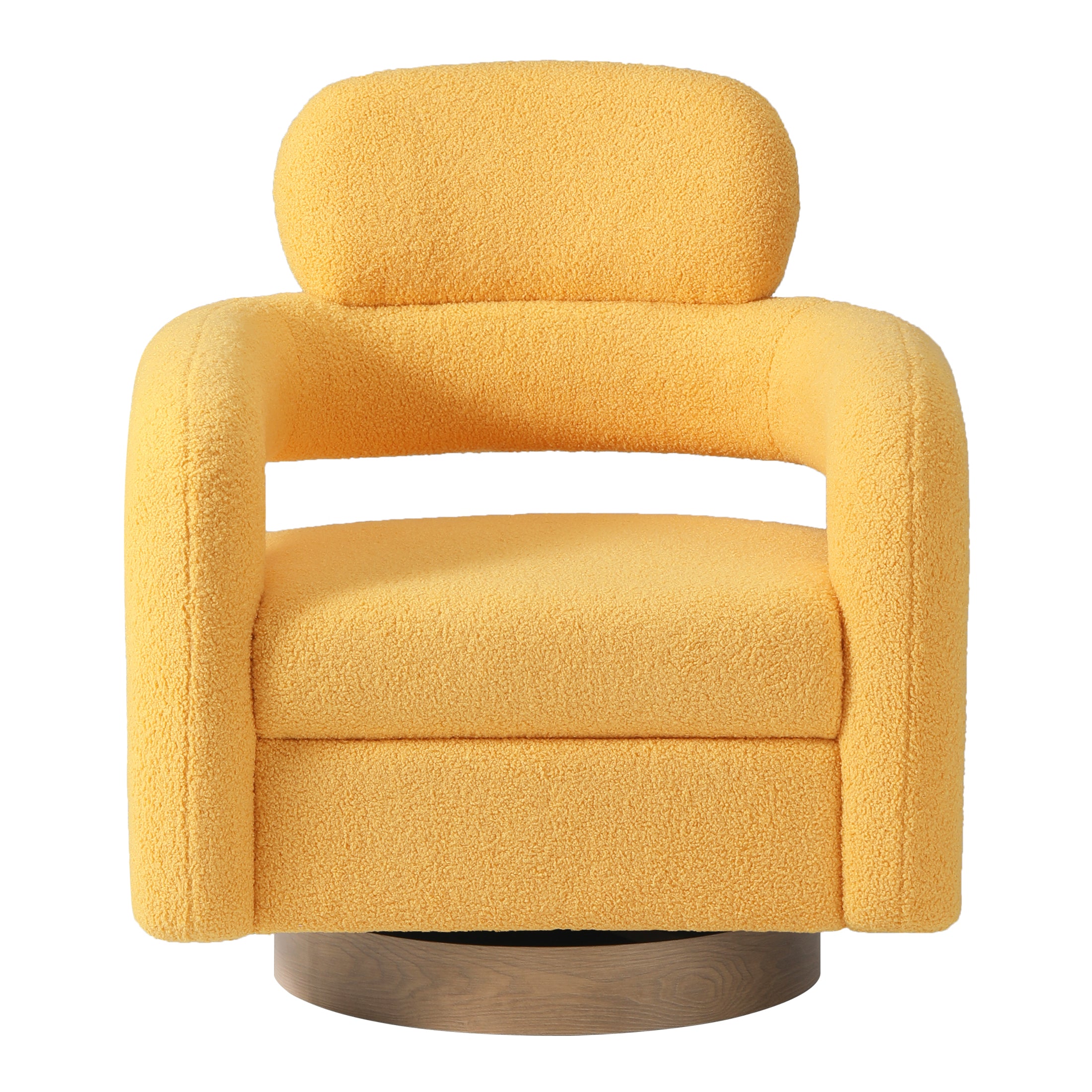 Celine Mid-Century Modern Sherpa Swivel Barrel Accent Chair With Storage Ottoman