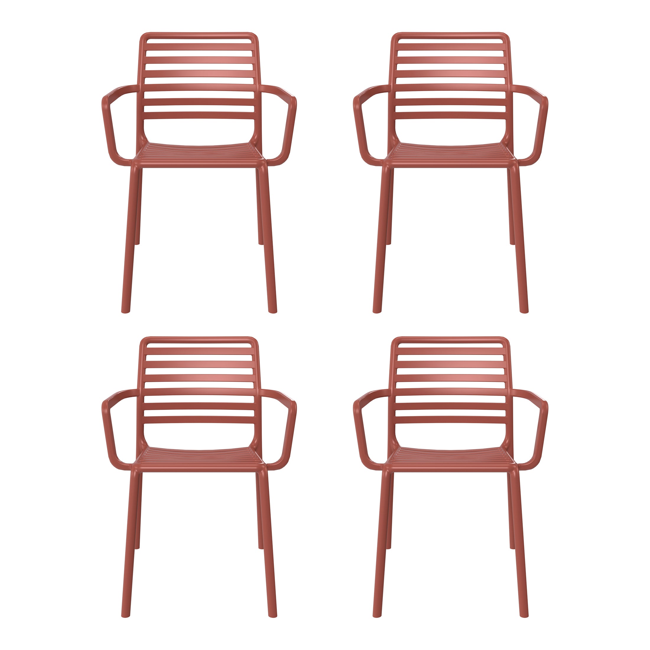 Sunshine Outdoor Stackable Polypropylene Plastic Resin Dining Armchairs (Set of 4)