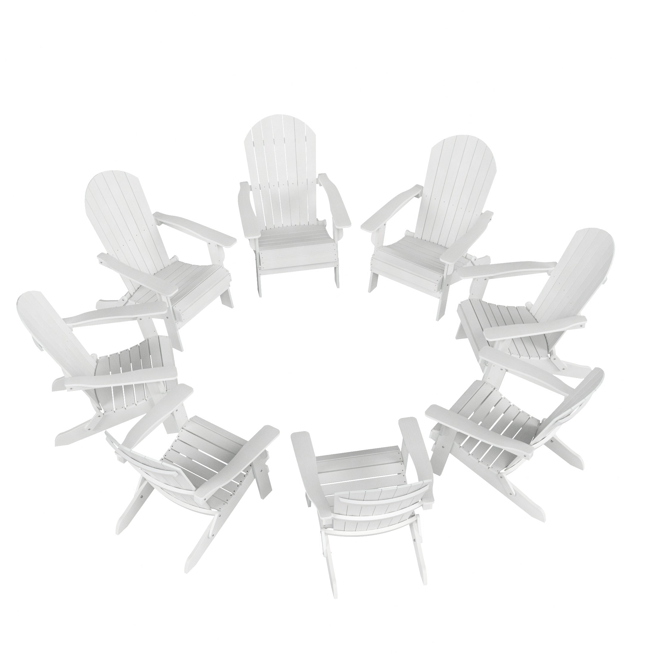 Florence HIPS Outdoor Folding Adirondack Seashell Chair (Set of 8)