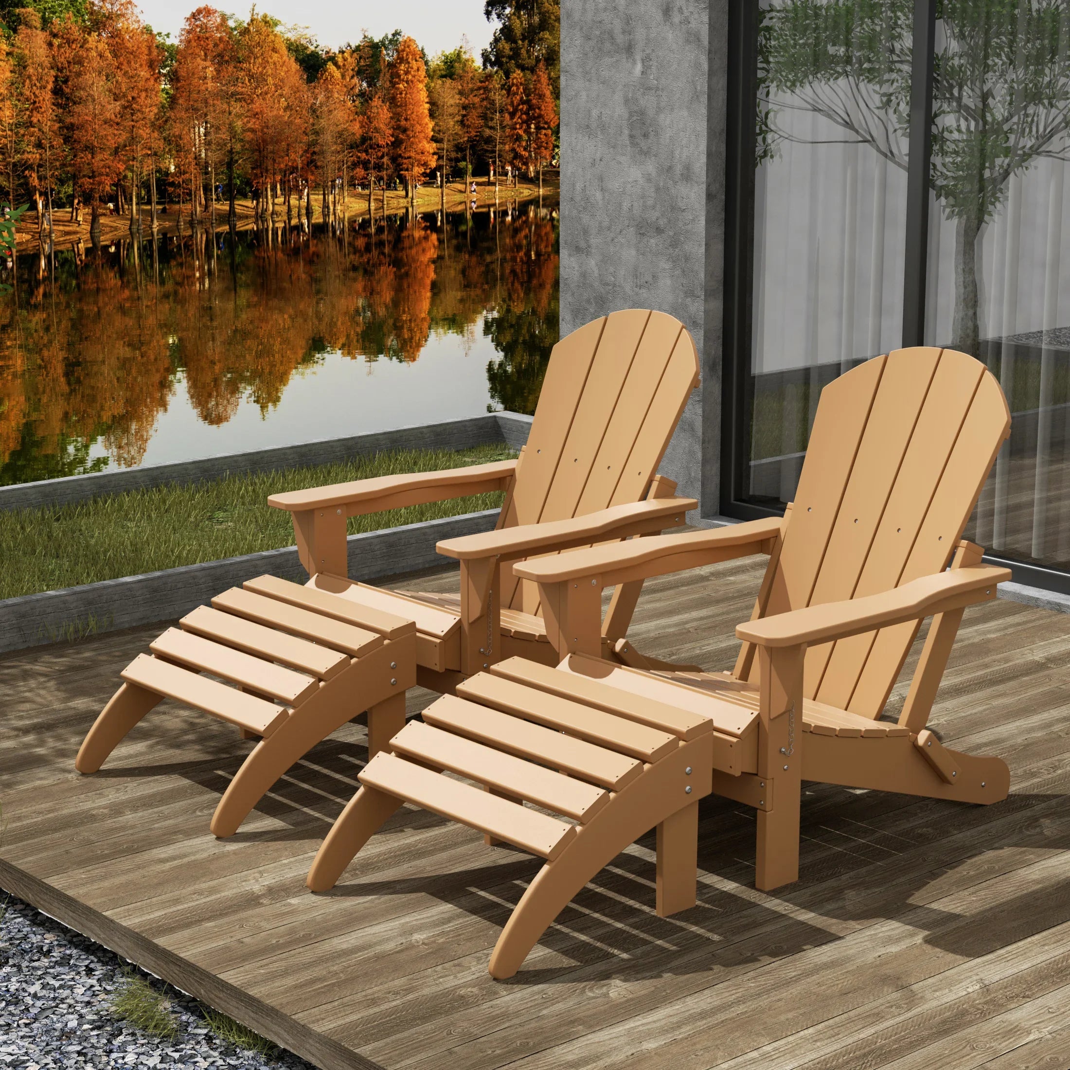 PARADISE 4-Piece Outdoor Patio Adirondack Chairs with Matching
