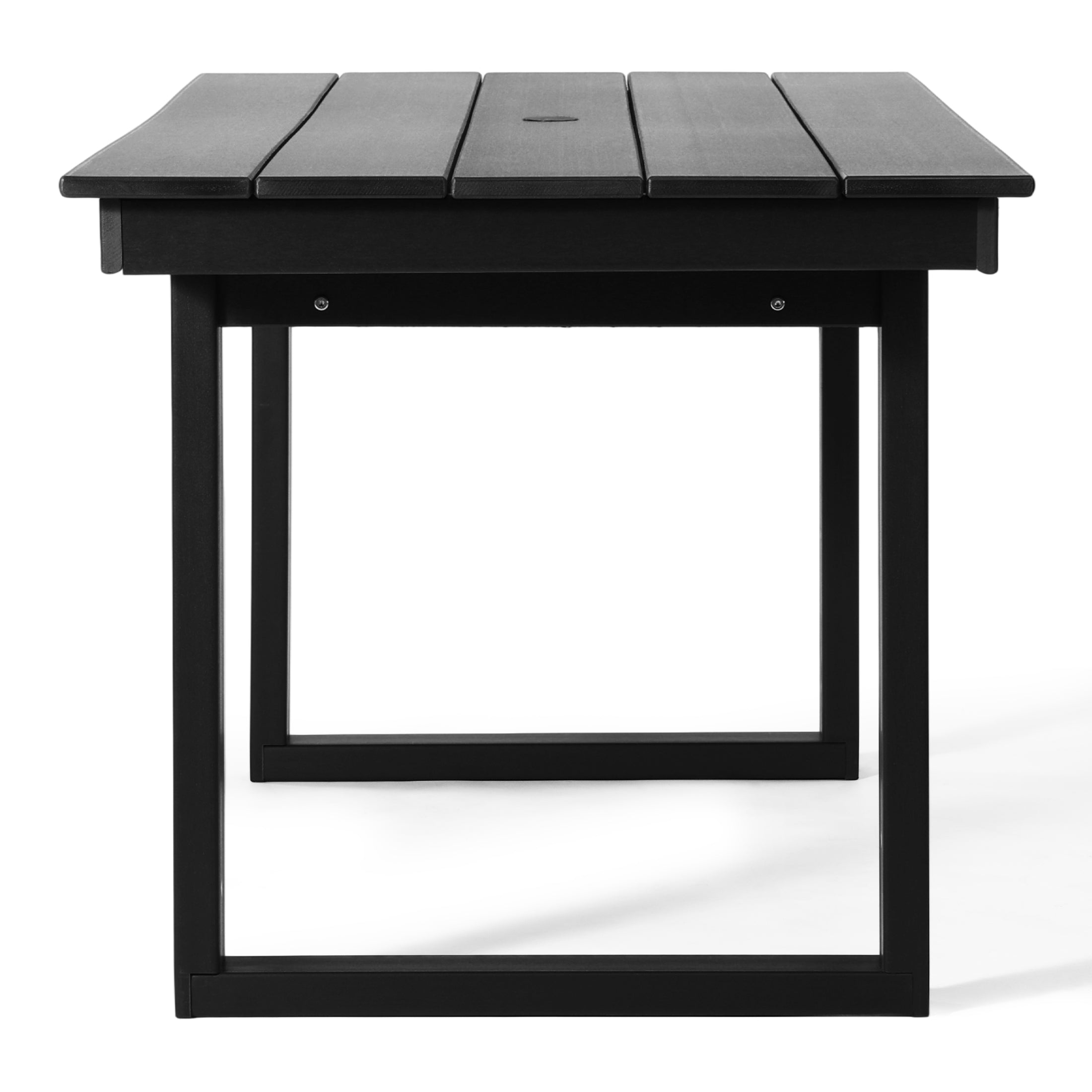 Cambria 68" Outdoor HDPE Modern Rectangular Patio Dining Table With Umbrella Hole