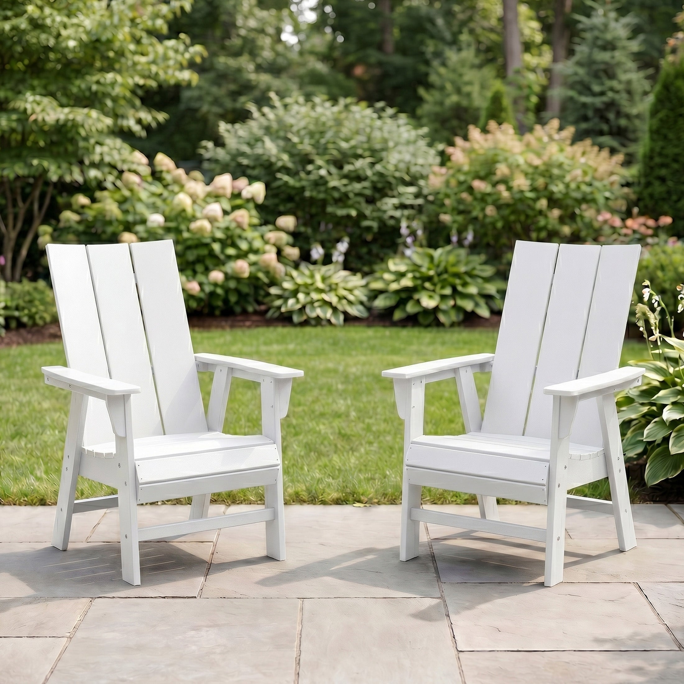Palms Outdoor Patio HDPE Plastic Modern Adirondack Dining Chairs (Set of 2)