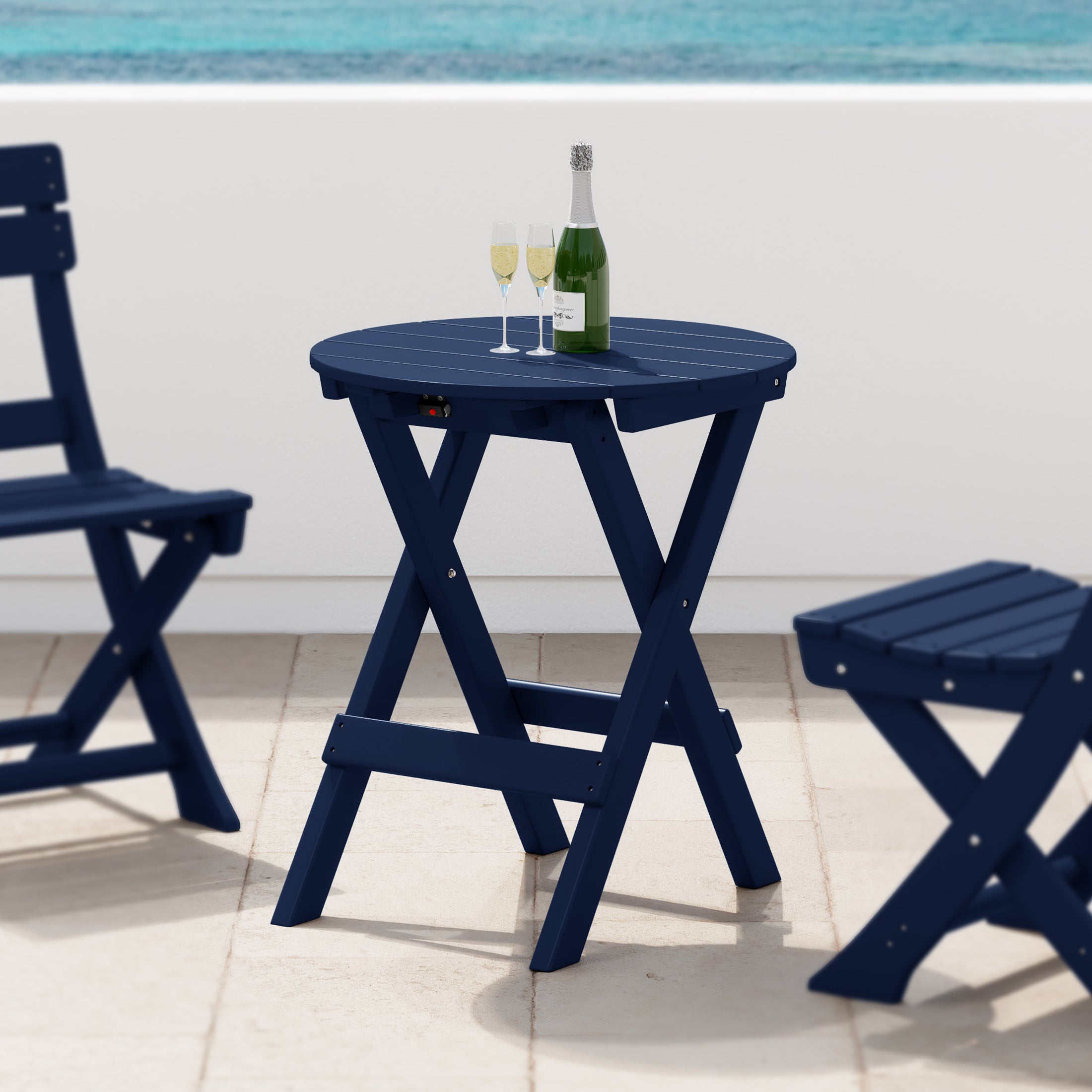 Paradise HDPE Outdoor 24.5 Inch Round Portable Folding Patio Dining Table