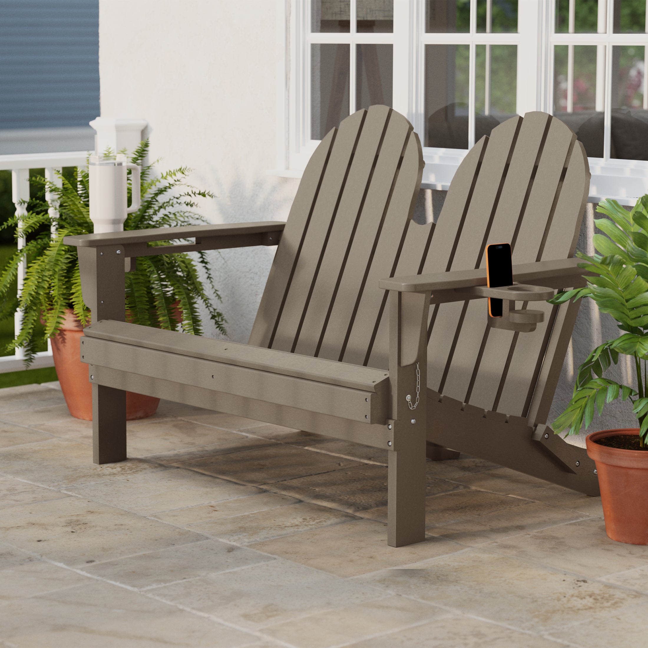 Savannah Outdoor Patio 49" HDPE Folding Adirondack Garden Bench