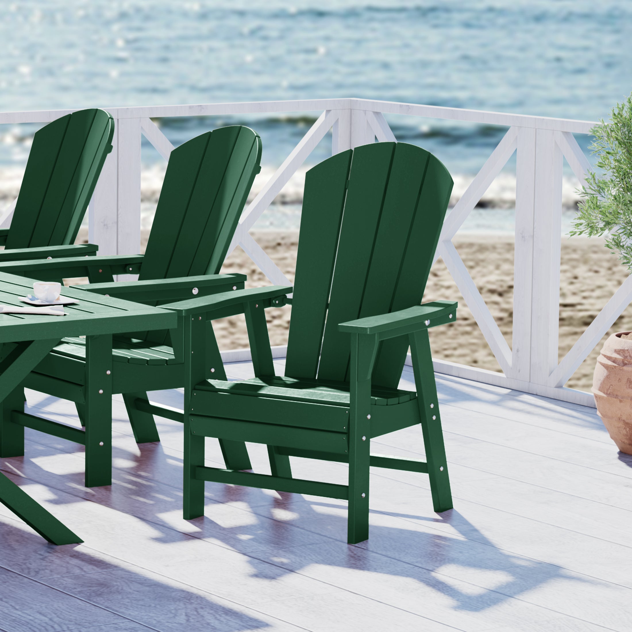 Paradise Malibu Outdoor Patio HDPE Plastic Adirondack Dining Chair