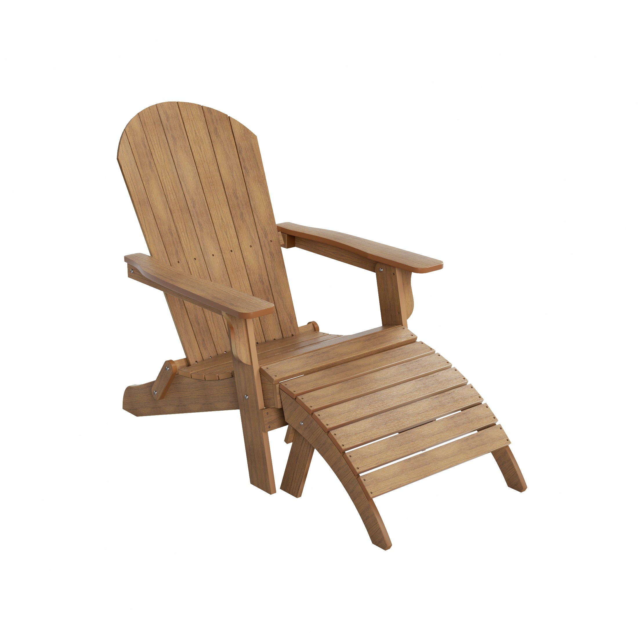 Florence 2-Piece HIPS Outdoor Folding Adirondack Seashell Chair With Folding Ottoman