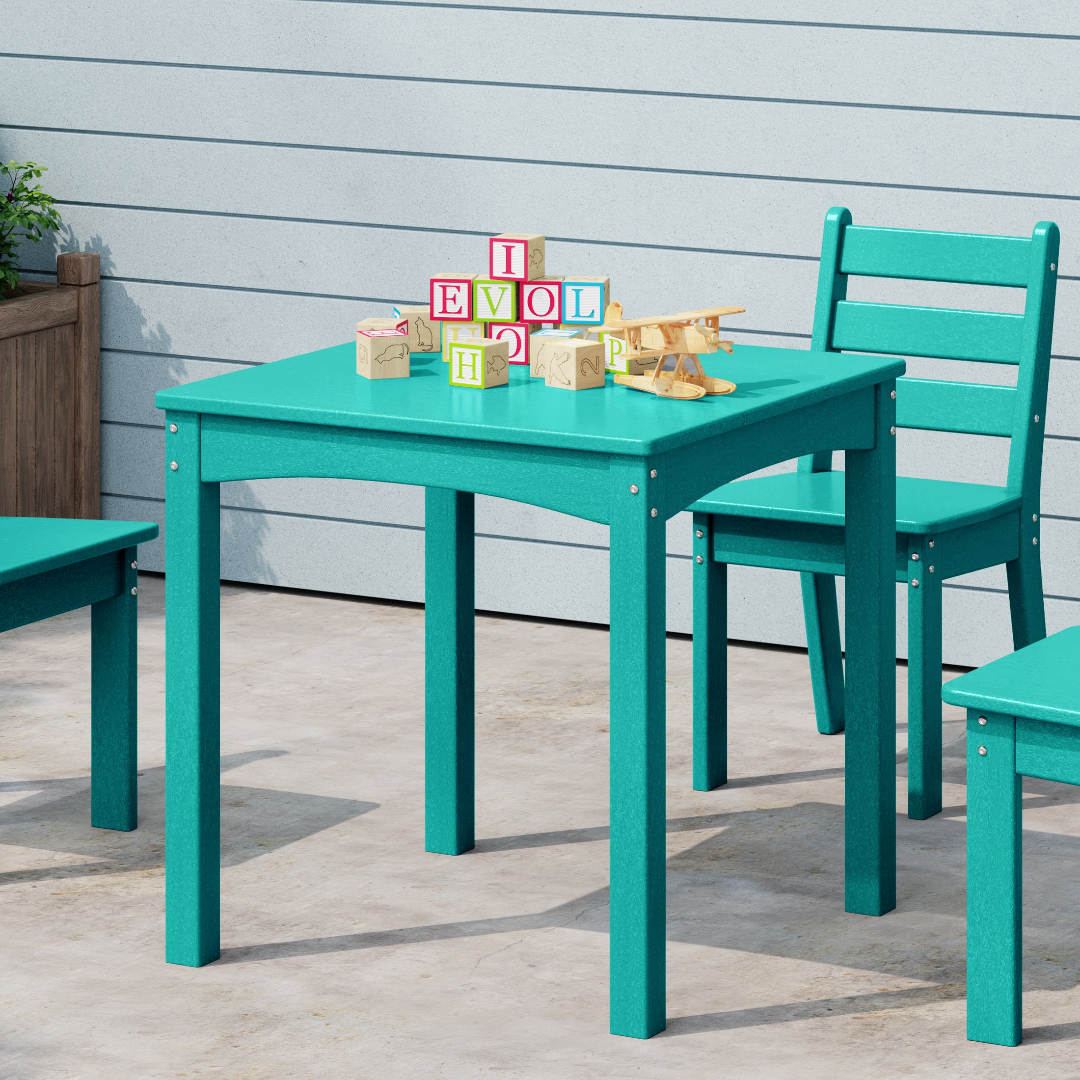 Playhouse Kids 24" Wide HDPE Plastic Childrens Square Dinner Table