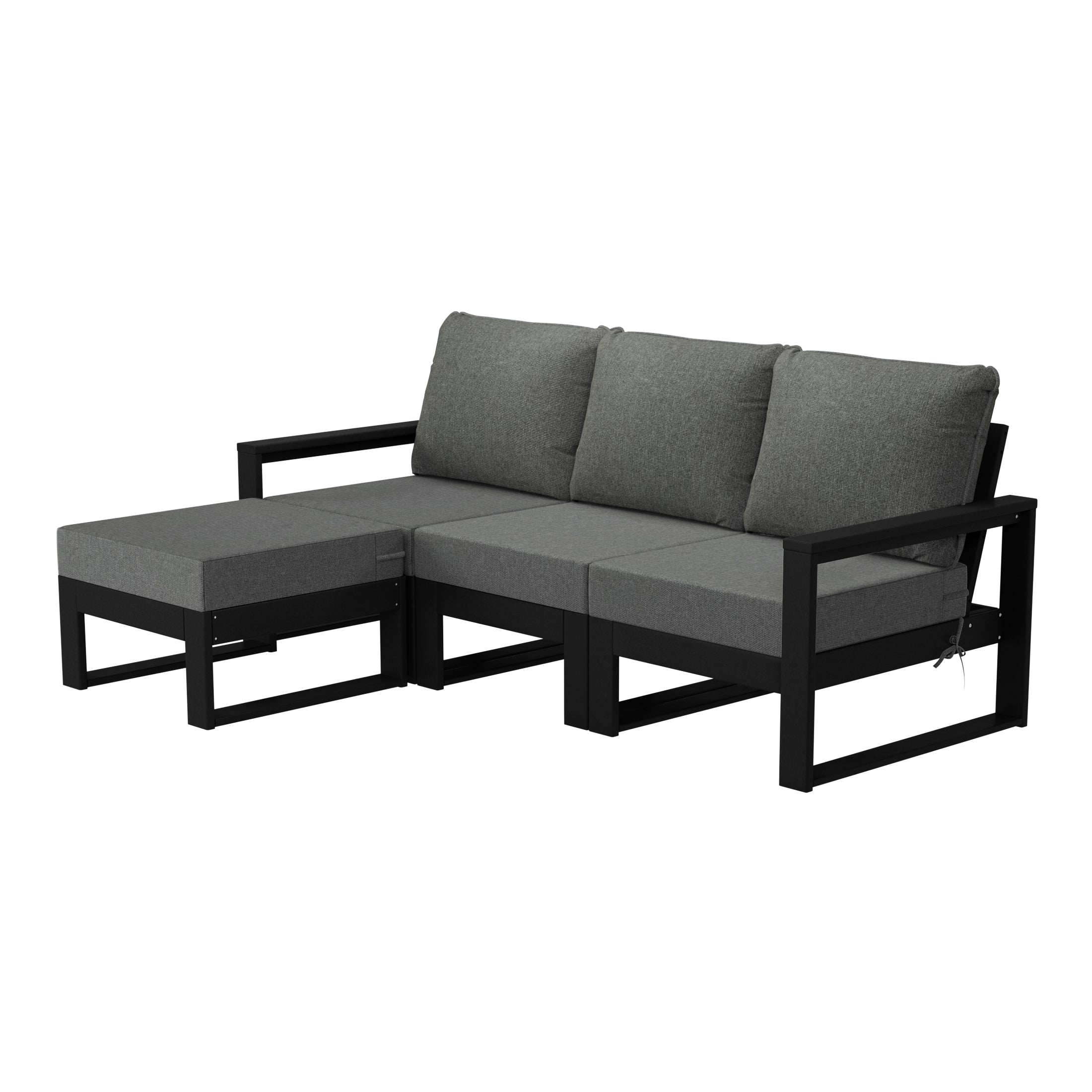 Rockaway 4-piece Outdoor HDPE All-Weather Modern Deep Seating Patio Sofa Sectional Set with Waterproof Cushions