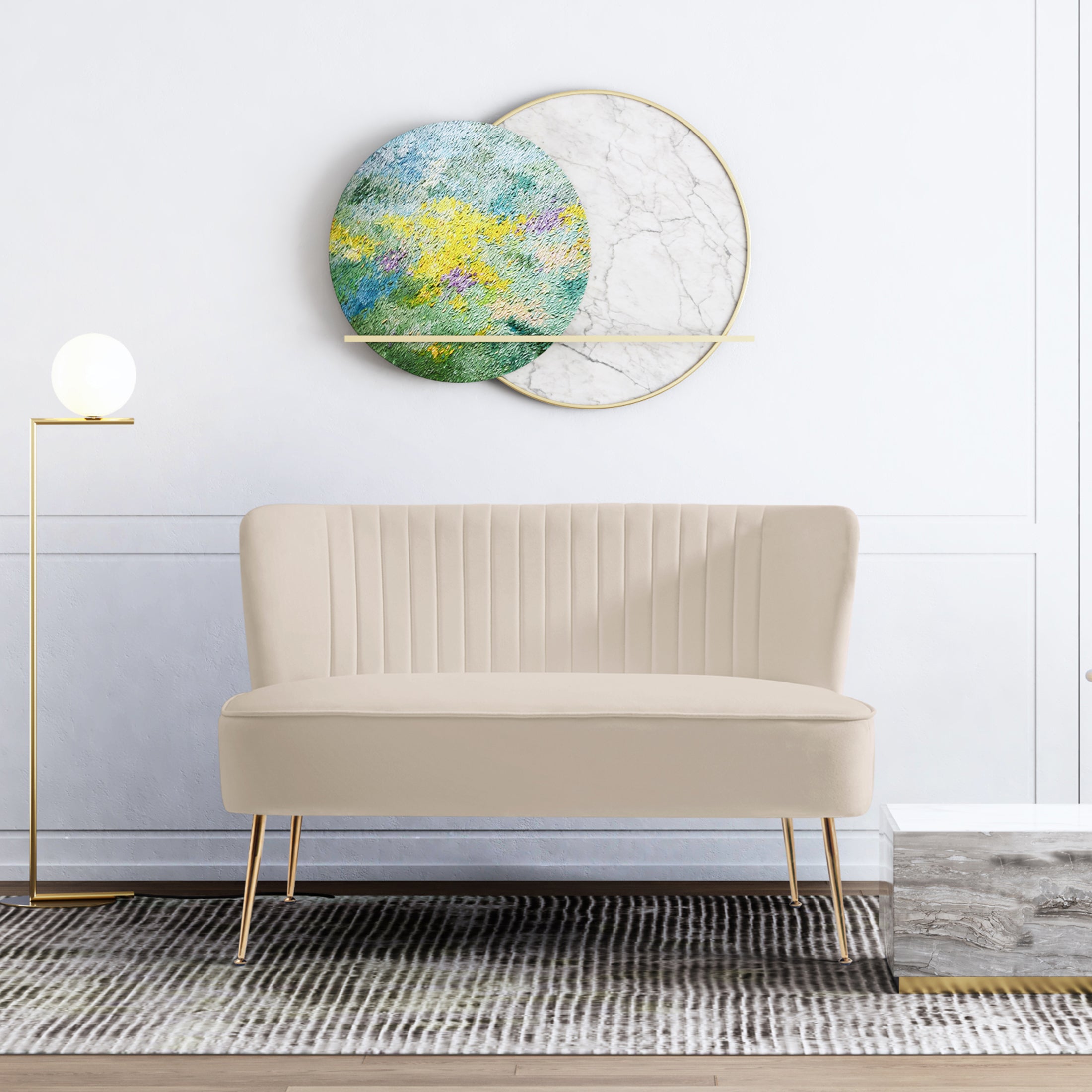 Alaia 46" Wide Upholstered Velvet Love Seat Sofa