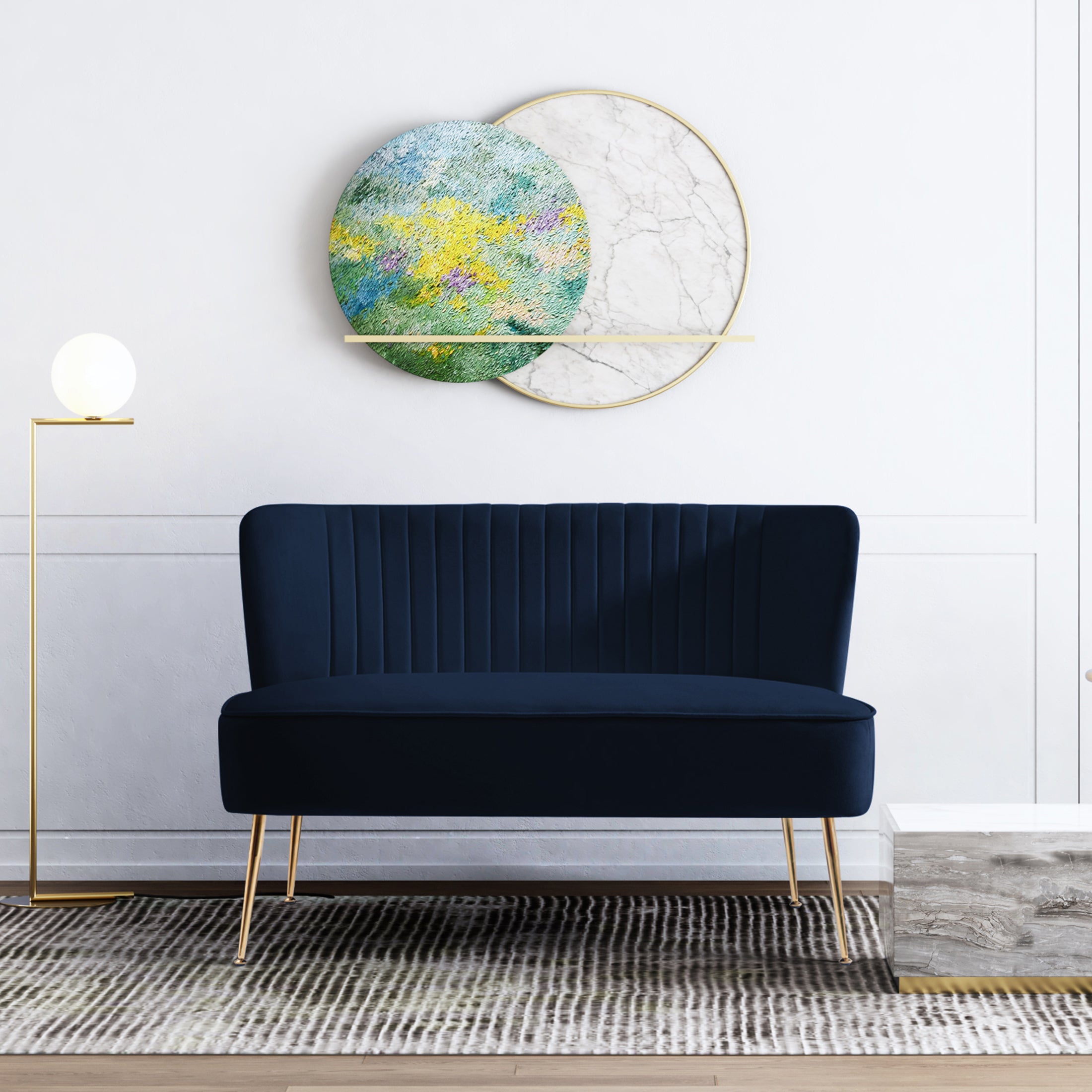 Alaia 46" Wide Upholstered Velvet Love Seat Sofa