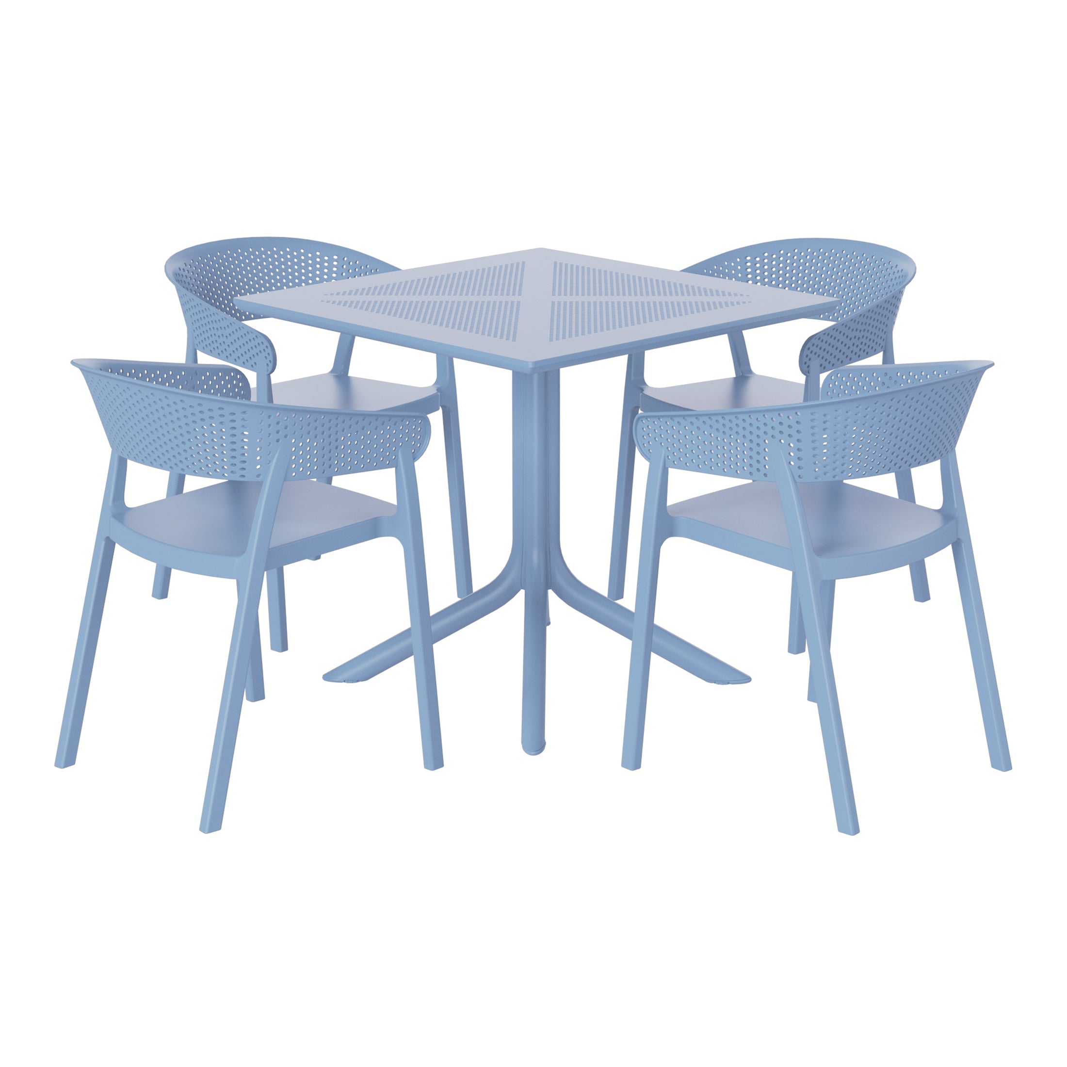 Sunshine 5-Piece Modern Patio Square Dining Table Set with Stackable Patio Dining Chairs