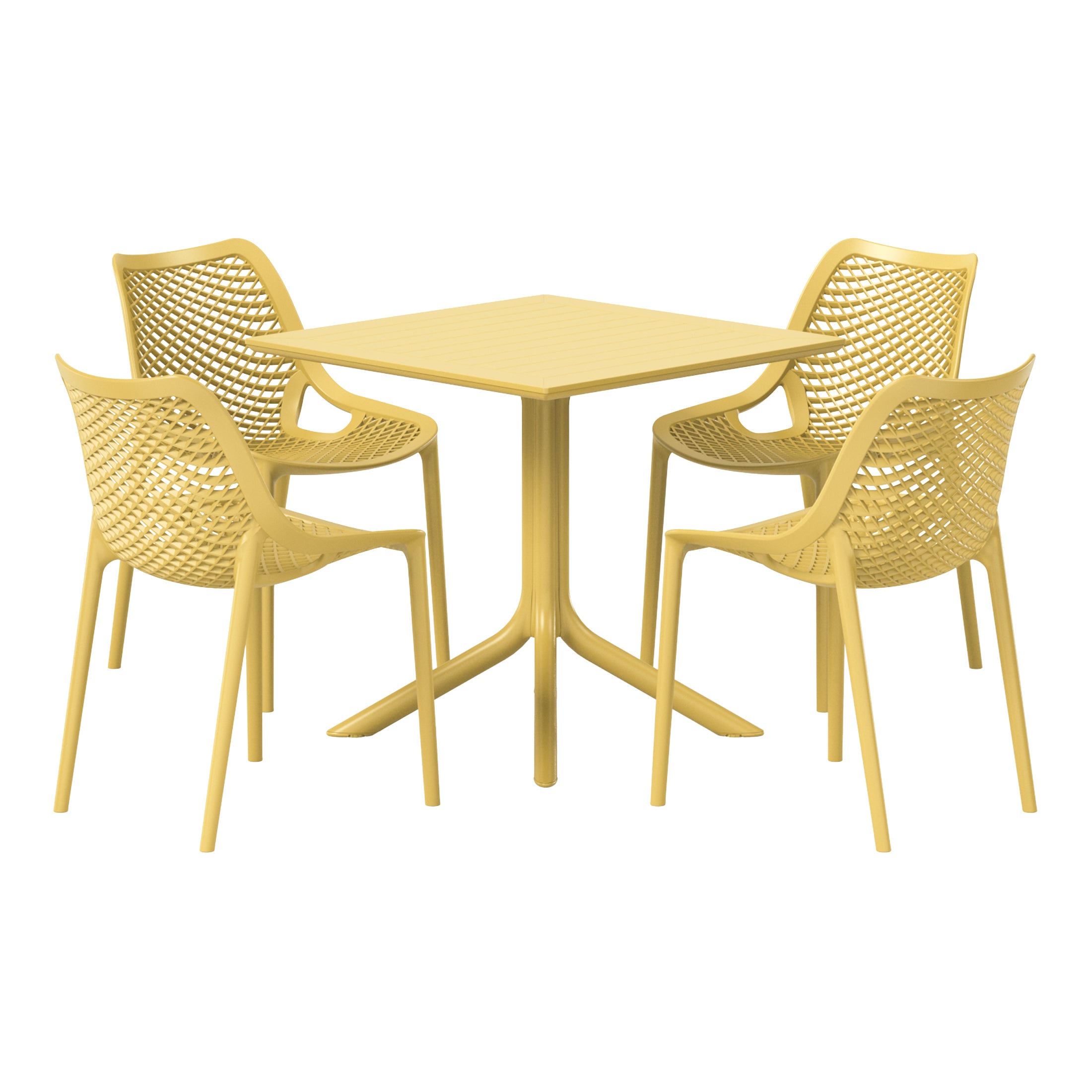 Sunshine 5-Piece Resin Square Patio Dining Table Set with Stackable Patio Dining Chairs
