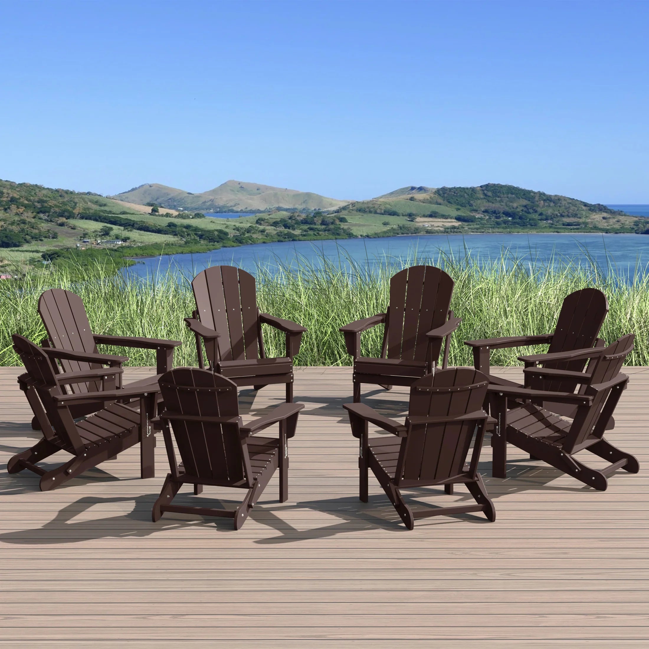 PARADISE Plastic Outdoor Folding Adirondack Lawn Patio Chair (Set