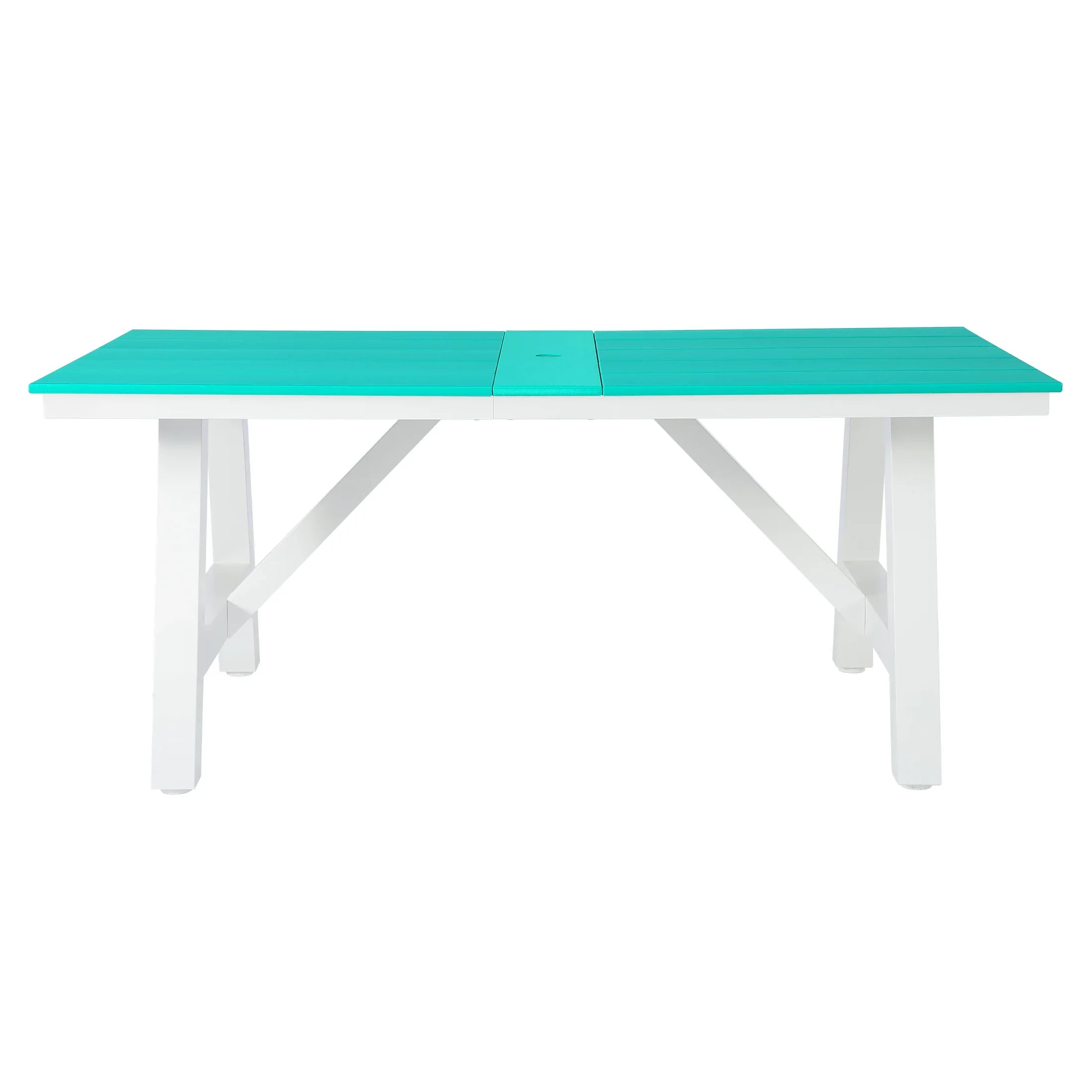 Stinson 72" HDPE Rectangle Outdoor Patio Dining Table With Umbrella Hole and Metal Frame