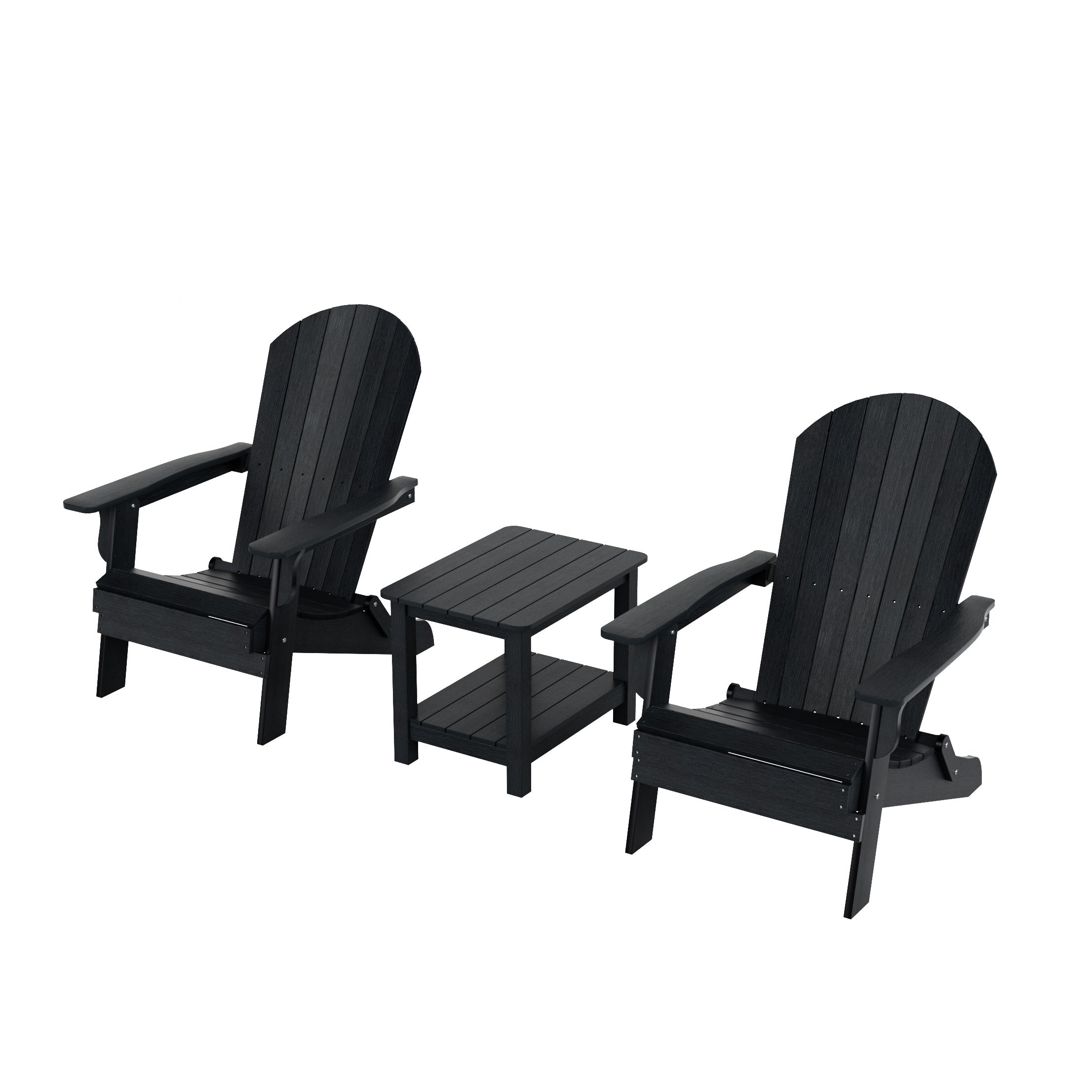 Florence 3PC HIPS Outdoor Adirondack Seashell Chair Set With Side Table