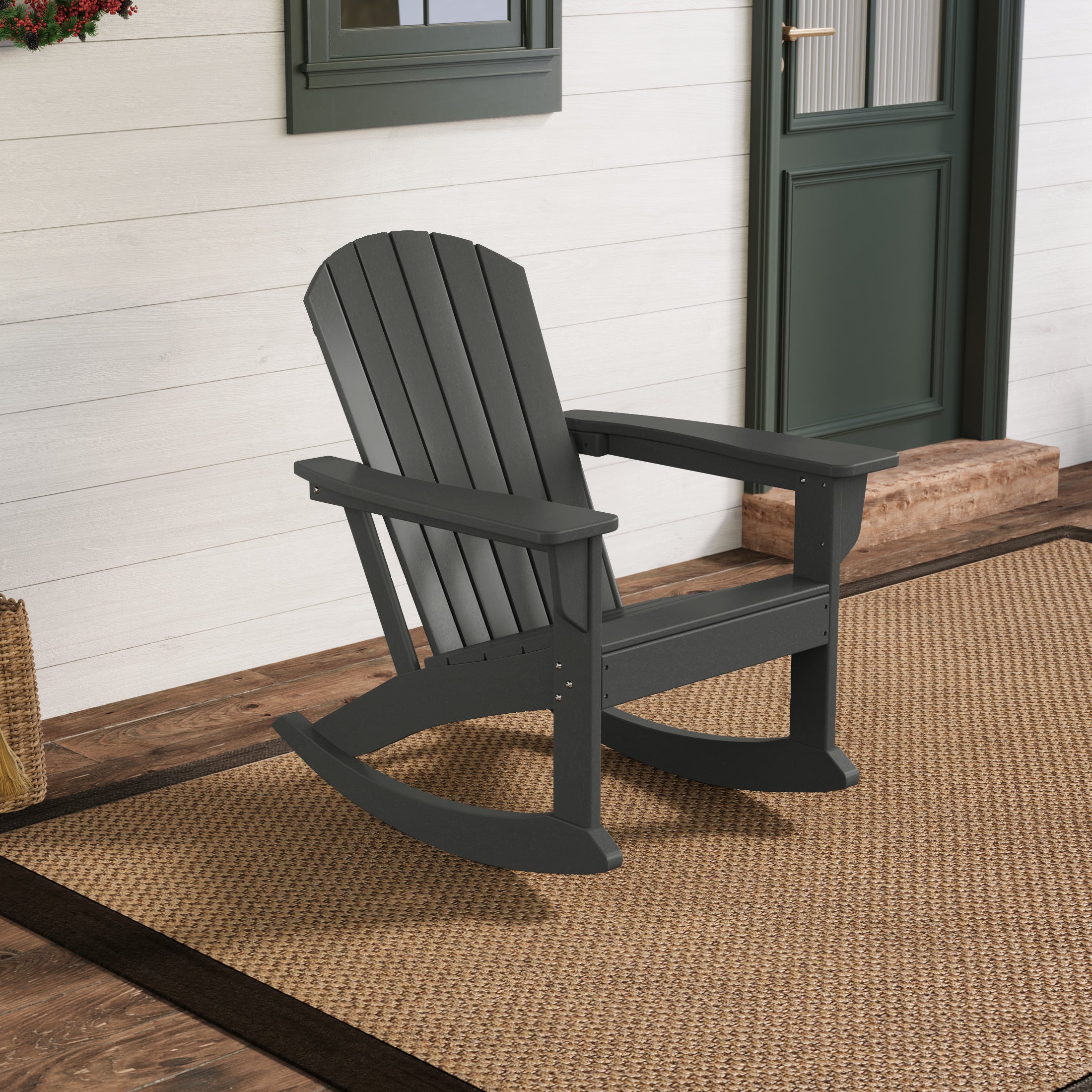 Portside Outdoor Patio Poly Plastic Adirondack Rocking Chair