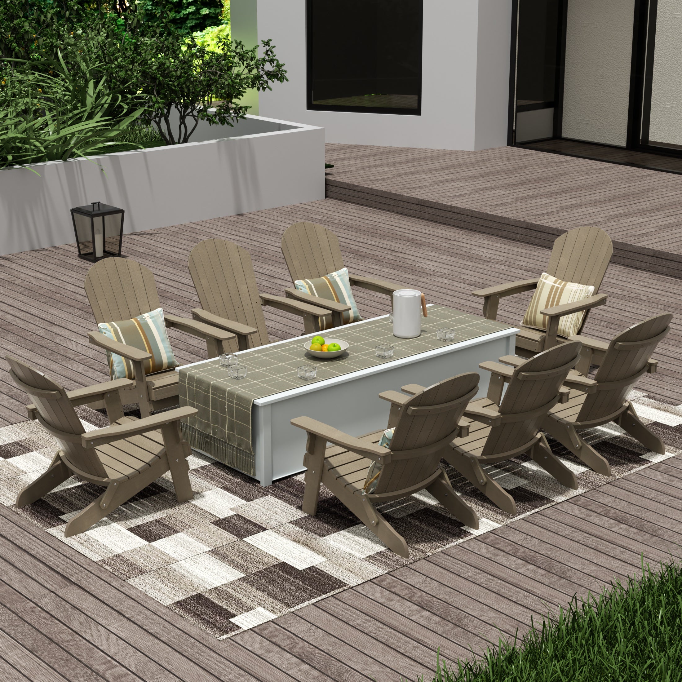 Florence HIPS Outdoor Folding Adirondack Seashell Chair (Set of 8)