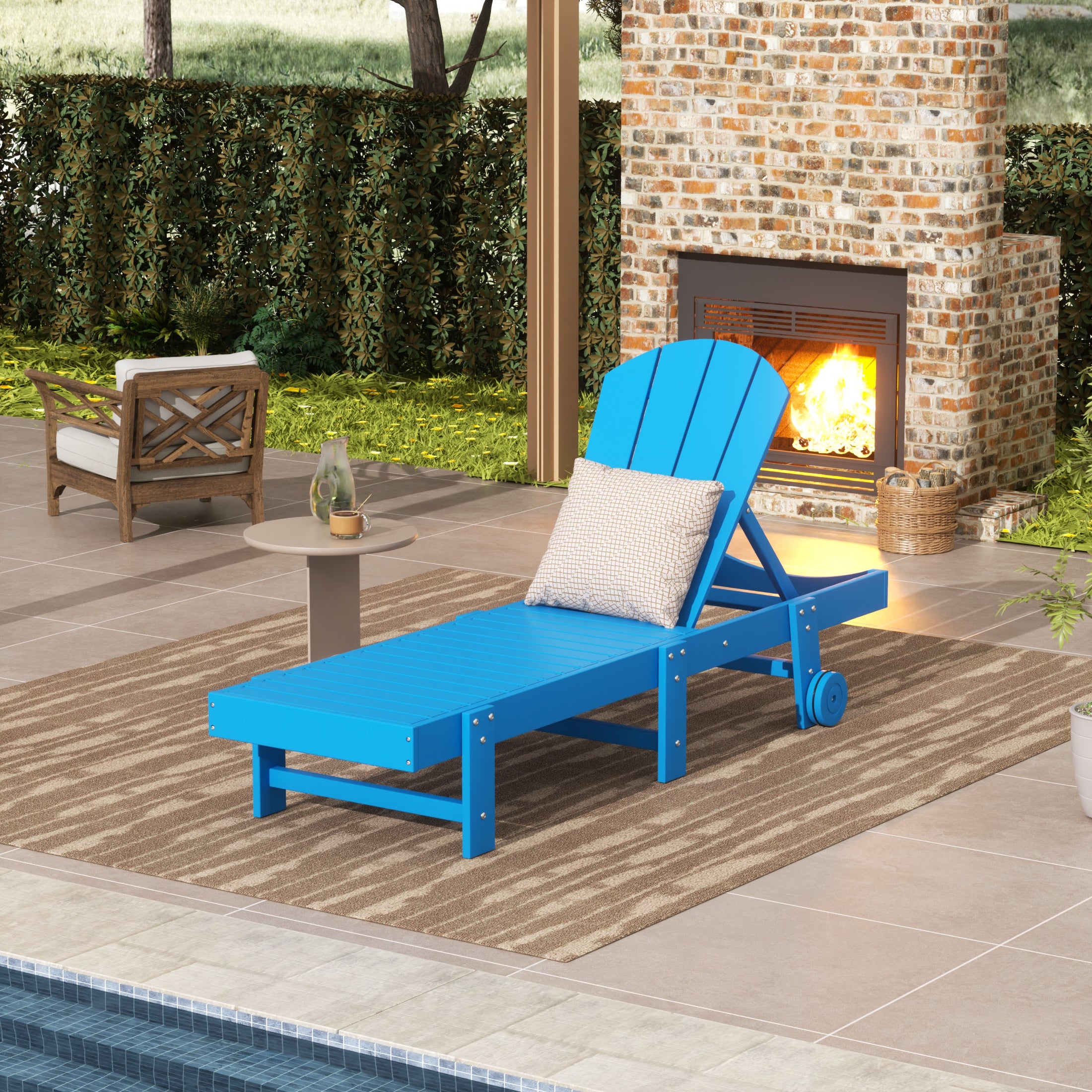 Paradise Adirondack Poly Reclining Chaise Lounge With Wheels