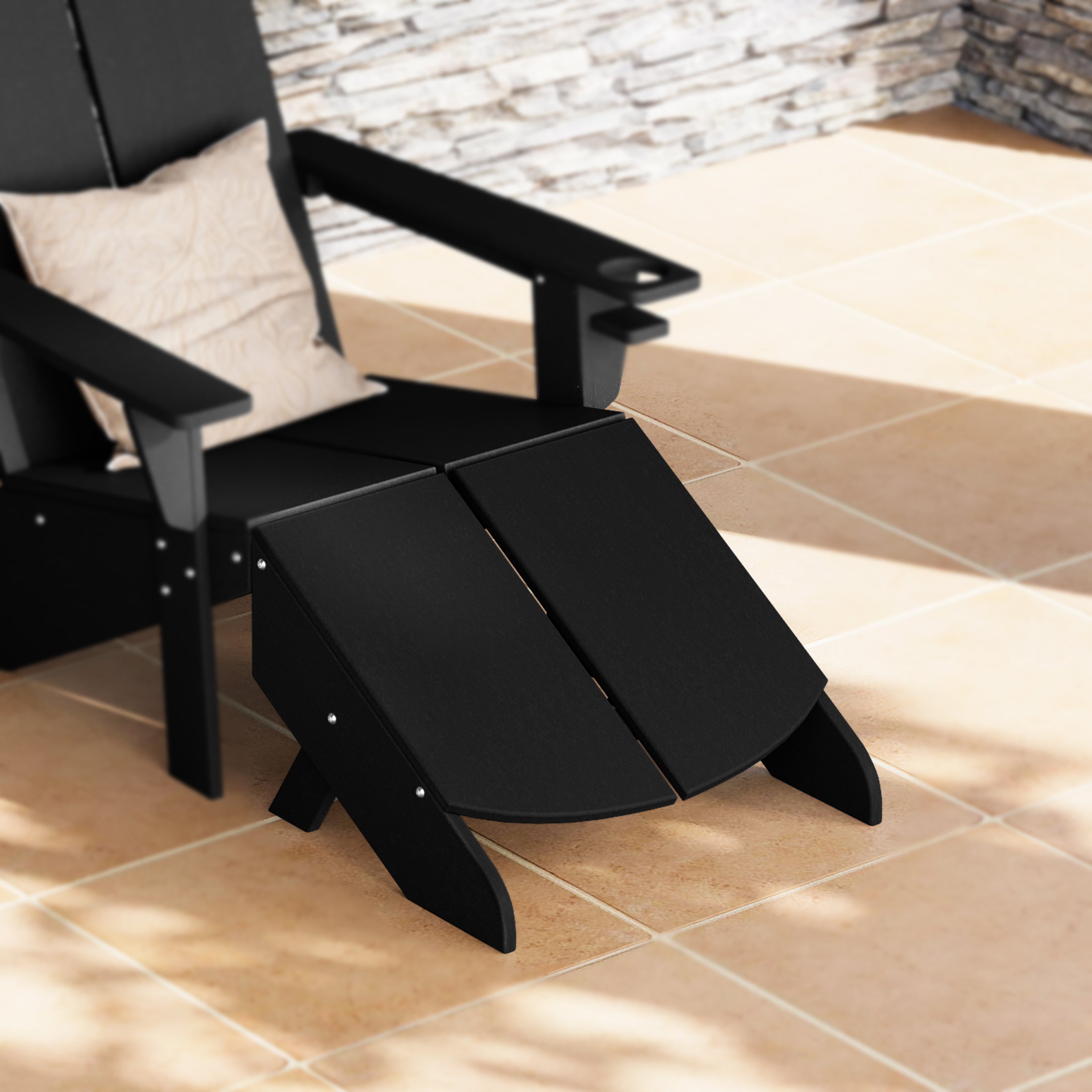 Seaview Modern HDPE Plastic Folding Patio Adirondack Ottoman