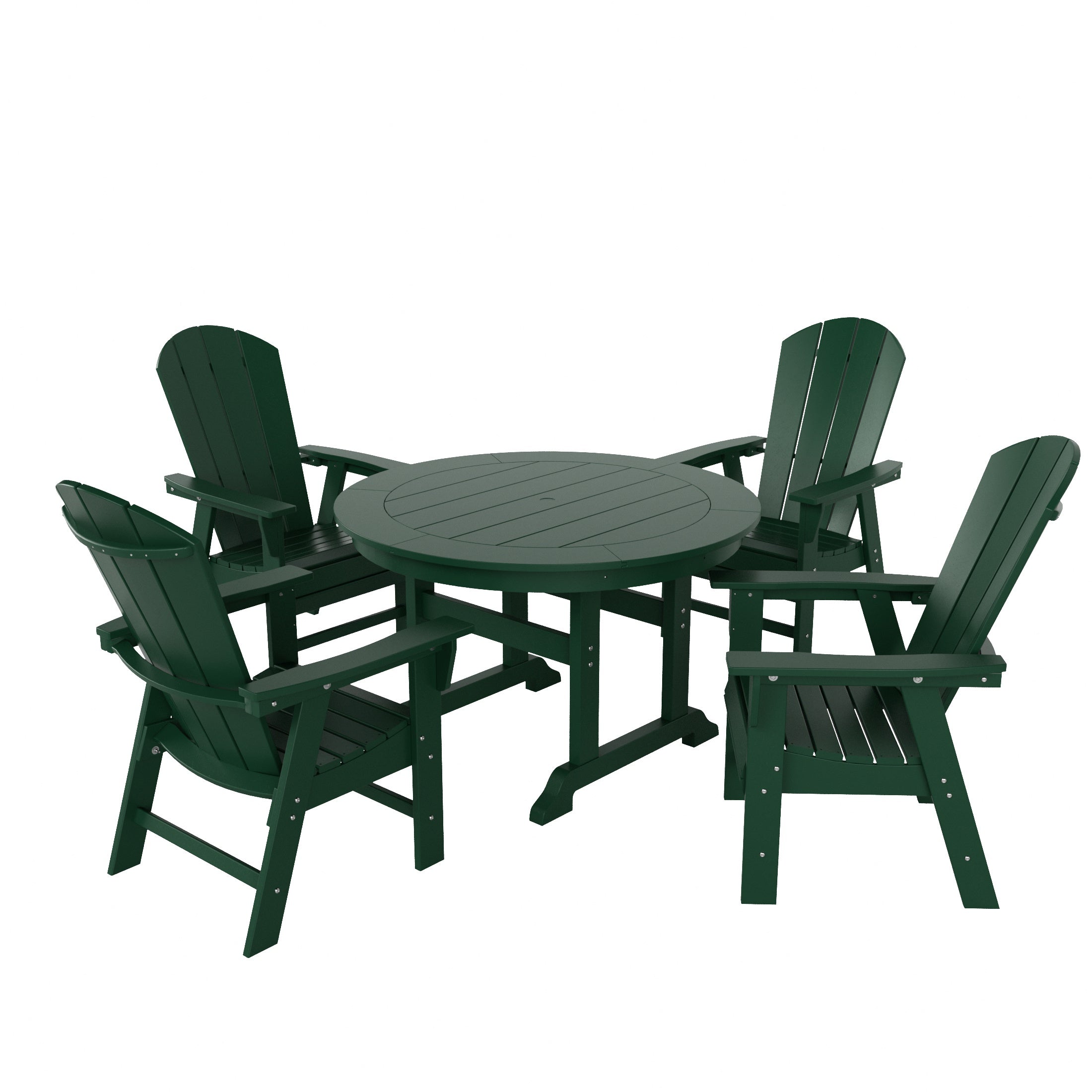 Paradise 5 Piece Outdoor Patio Dining Round Table and Curved Back Armchair Set